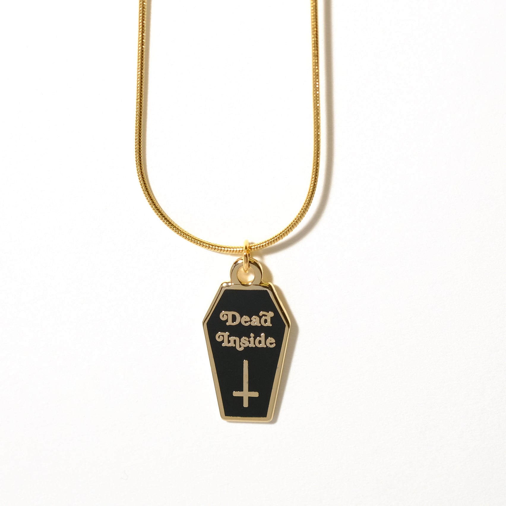 Dead Inside Coffin Charm Necklace - Sleepy Mountain