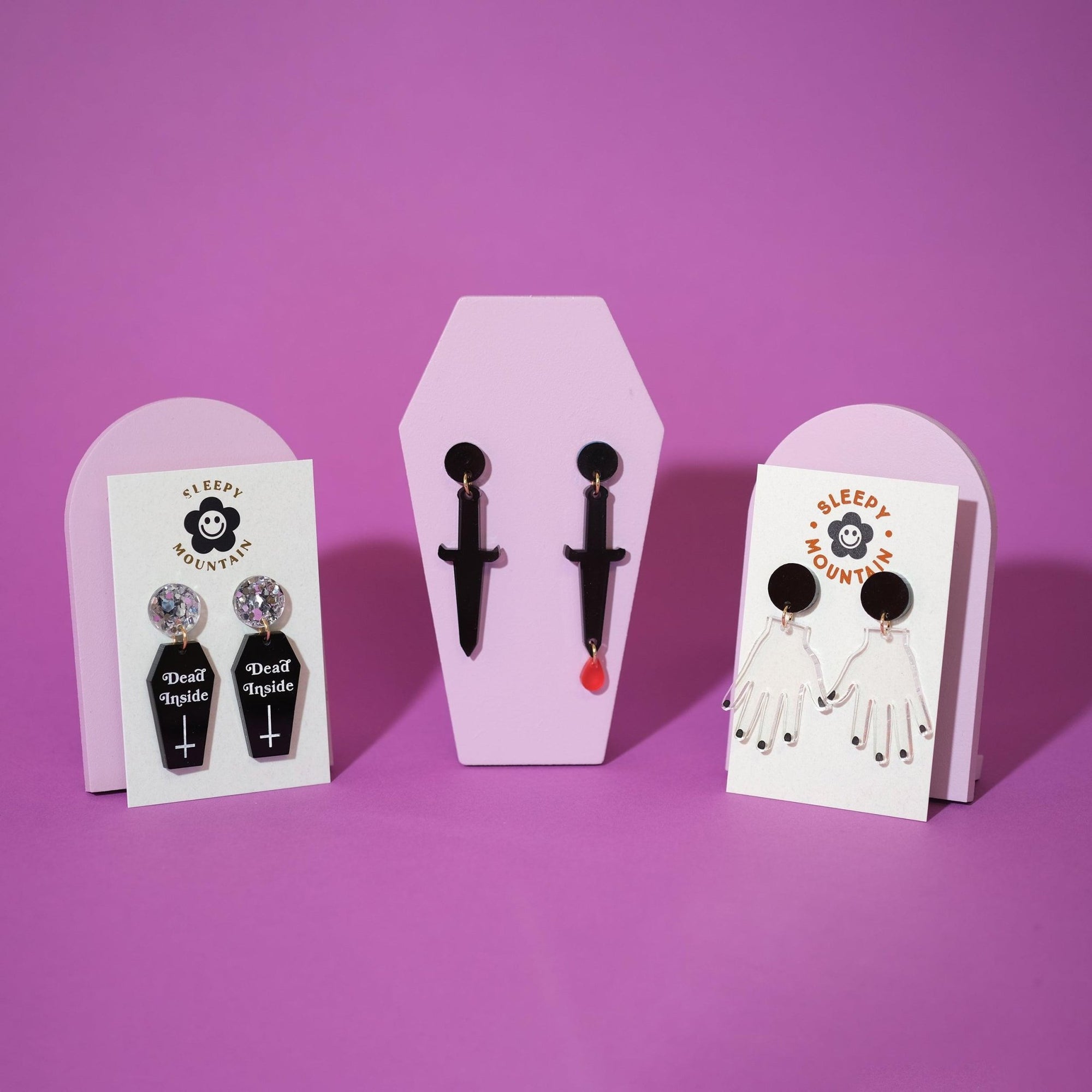 Dead Inside Coffin Dangle Earrings - Sleepy Mountain