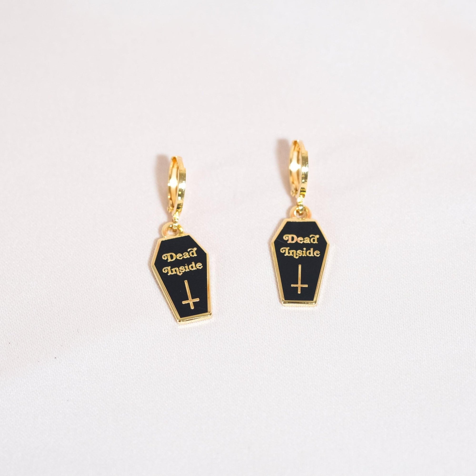Dead Inside Coffin Huggie Hoop Earrings - Sleepy Mountain