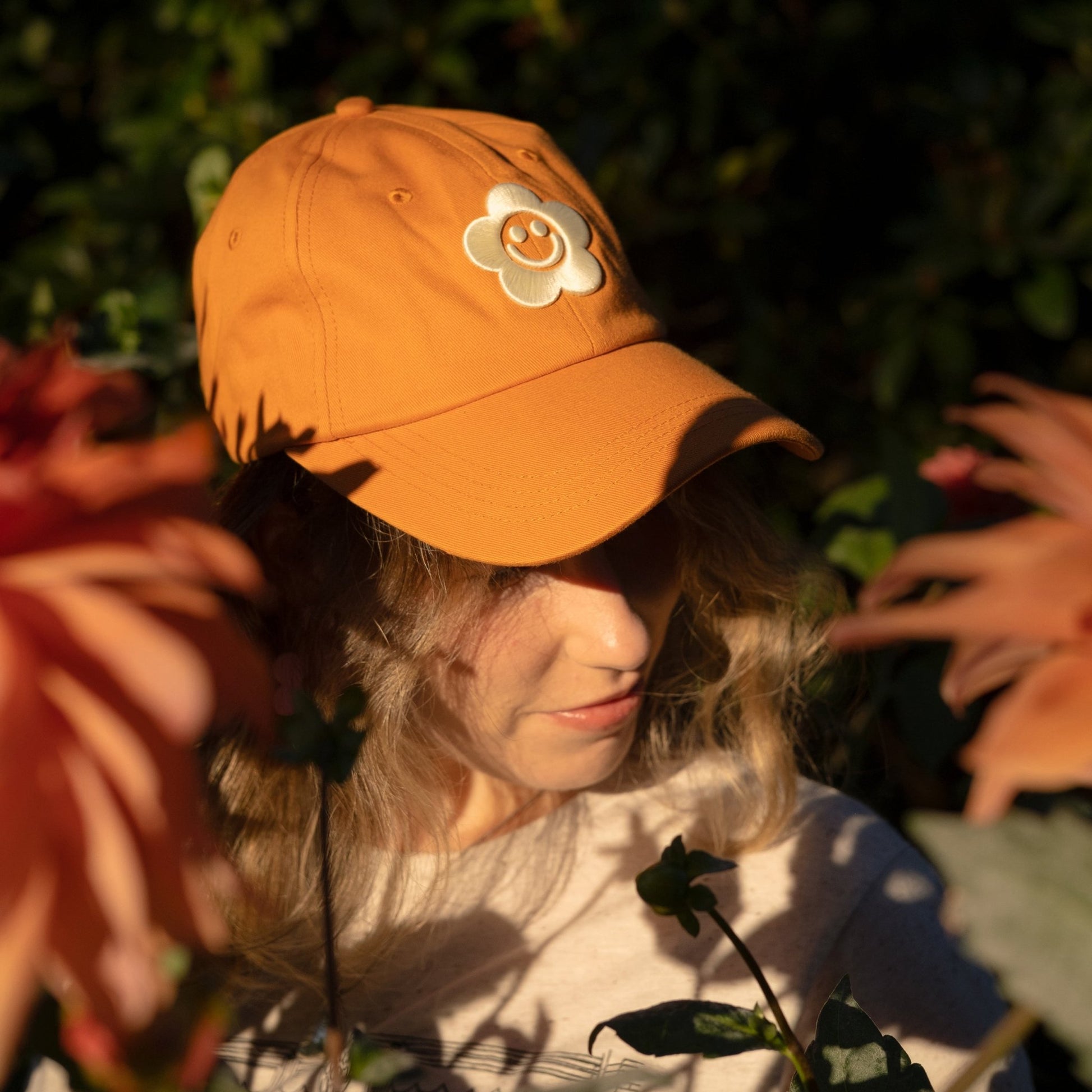 Desert Orange Smiley Daisy Dad Hat - Sleepy Mountain