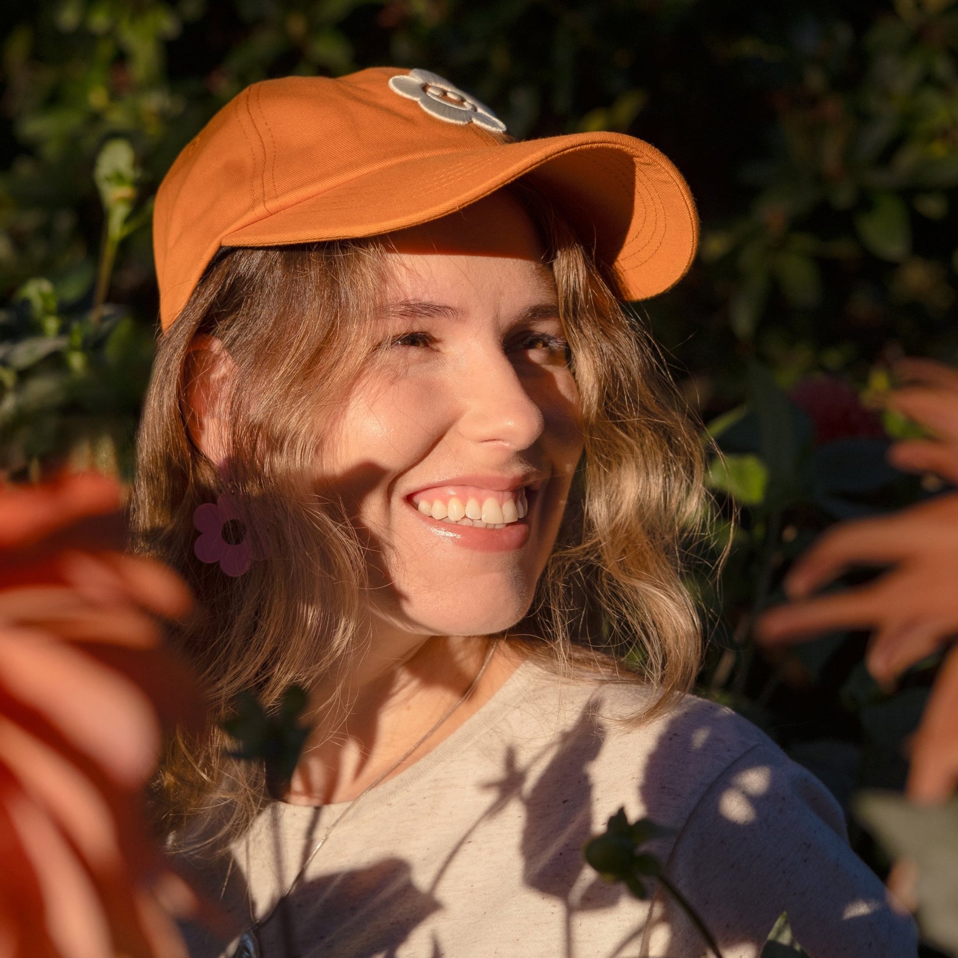 Desert Orange Smiley Daisy Dad Hat - Sleepy Mountain