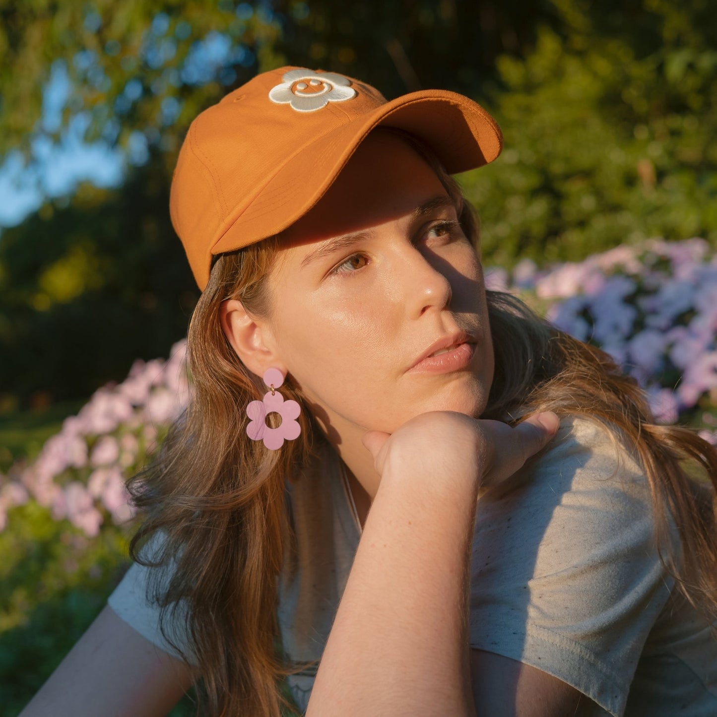 Desert Orange Smiley Daisy Dad Hat - Sleepy Mountain