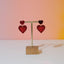 F U Double Heart Dangle Earrings - Red Mirror Acrylic - Sleepy Mountain