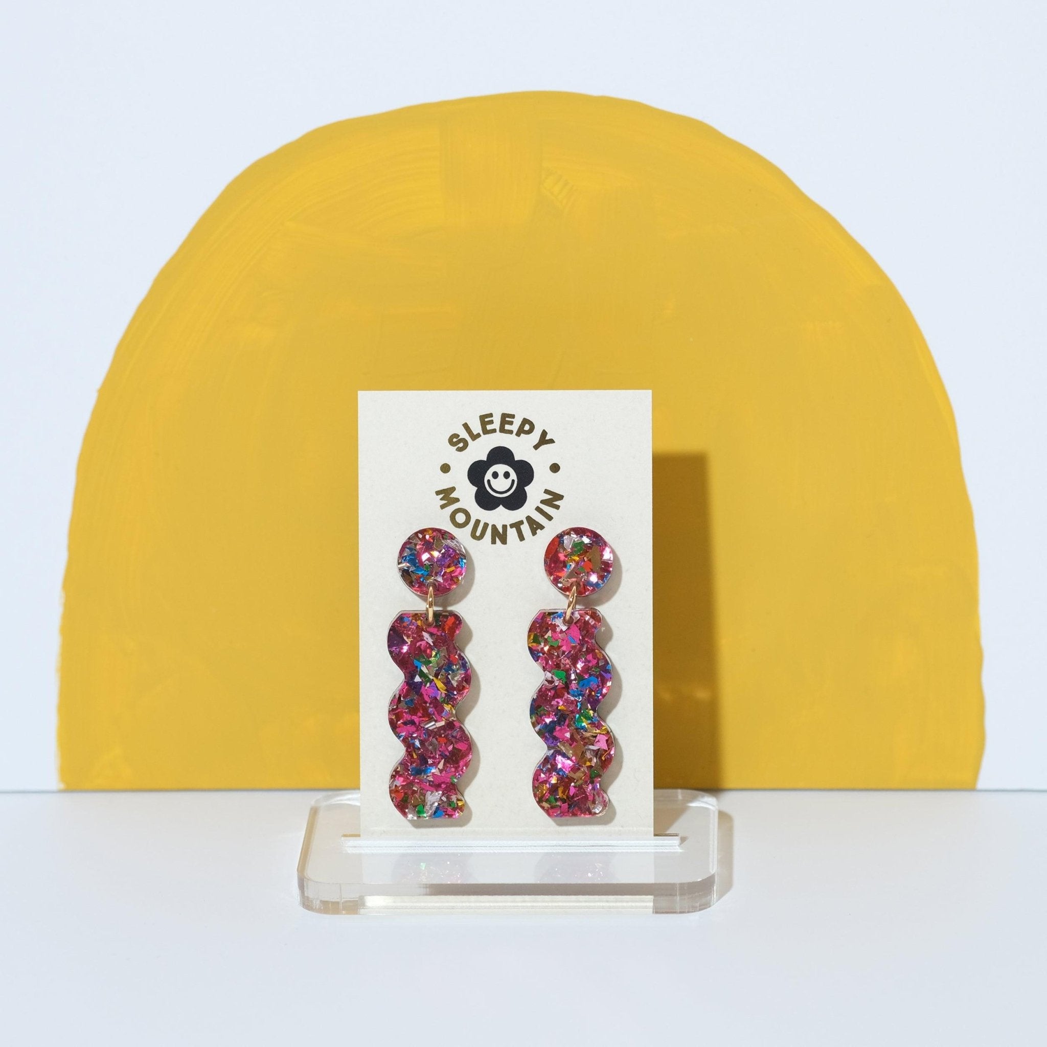 glitter squiggle earrings - Sleepy Mountain