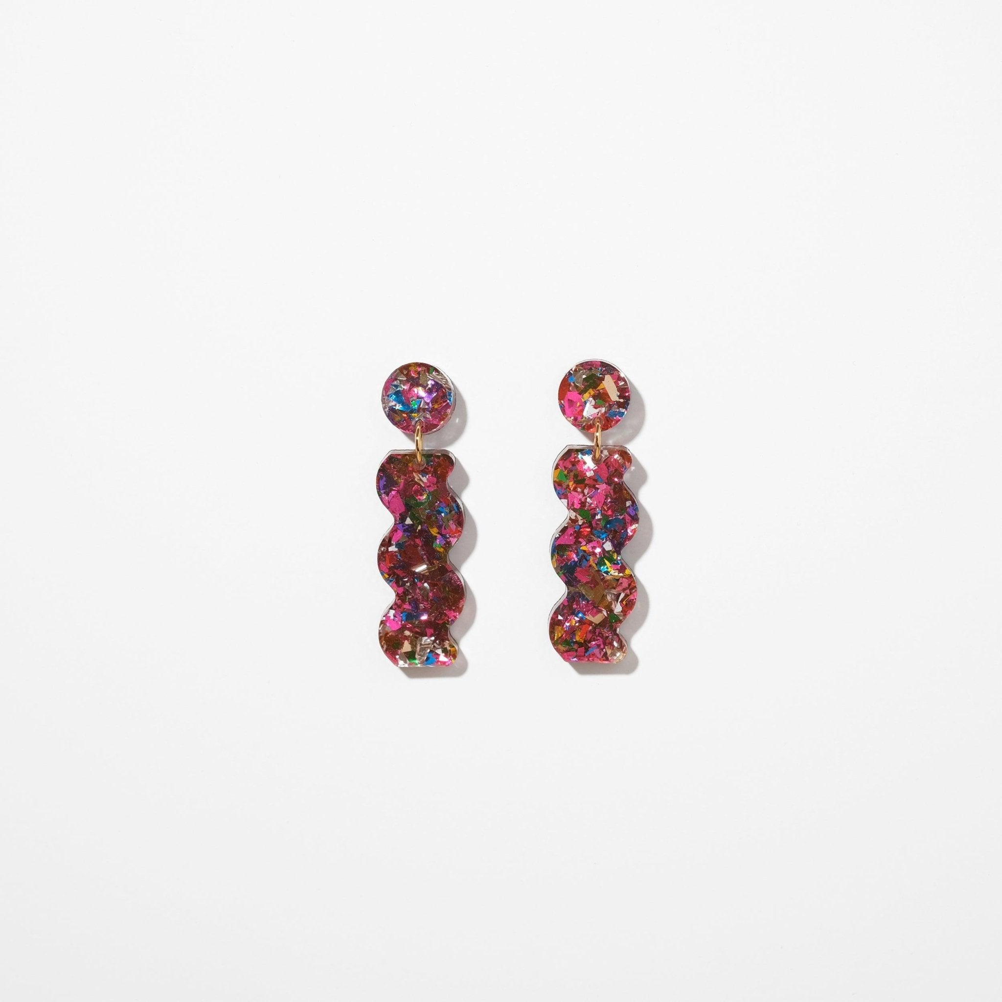 glitter squiggle earrings - Sleepy Mountain
