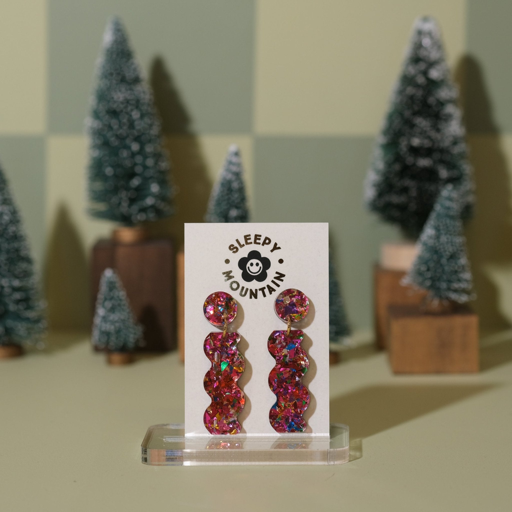 glitter squiggle earrings - Sleepy Mountain