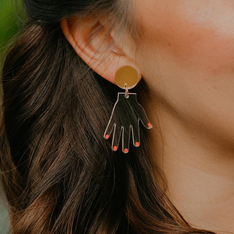 Hand Dangle Earrings - Sleepy Mountain
