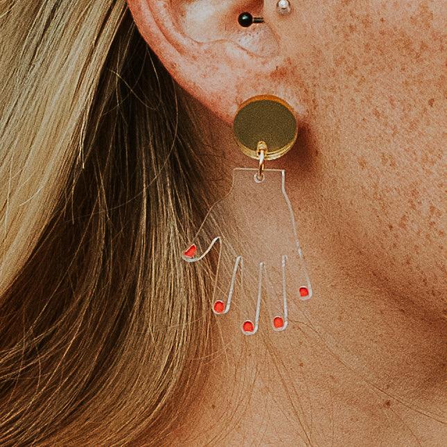 Hand Dangle Earrings - Sleepy Mountain