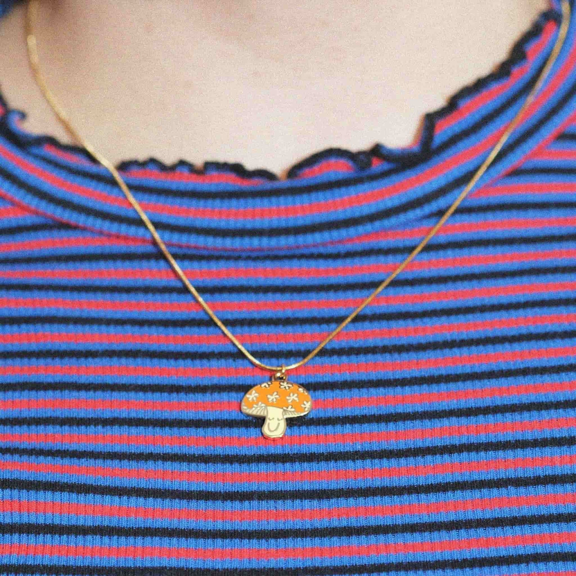 Happy Mushroom Charm Necklace - Sleepy Mountain