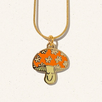 Happy Mushroom Charm Necklace - Sleepy Mountain