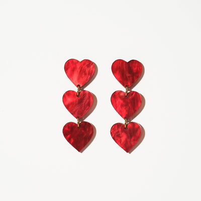 Heart Chain Dangle Earrings in Love Potion - Sleepy Mountain