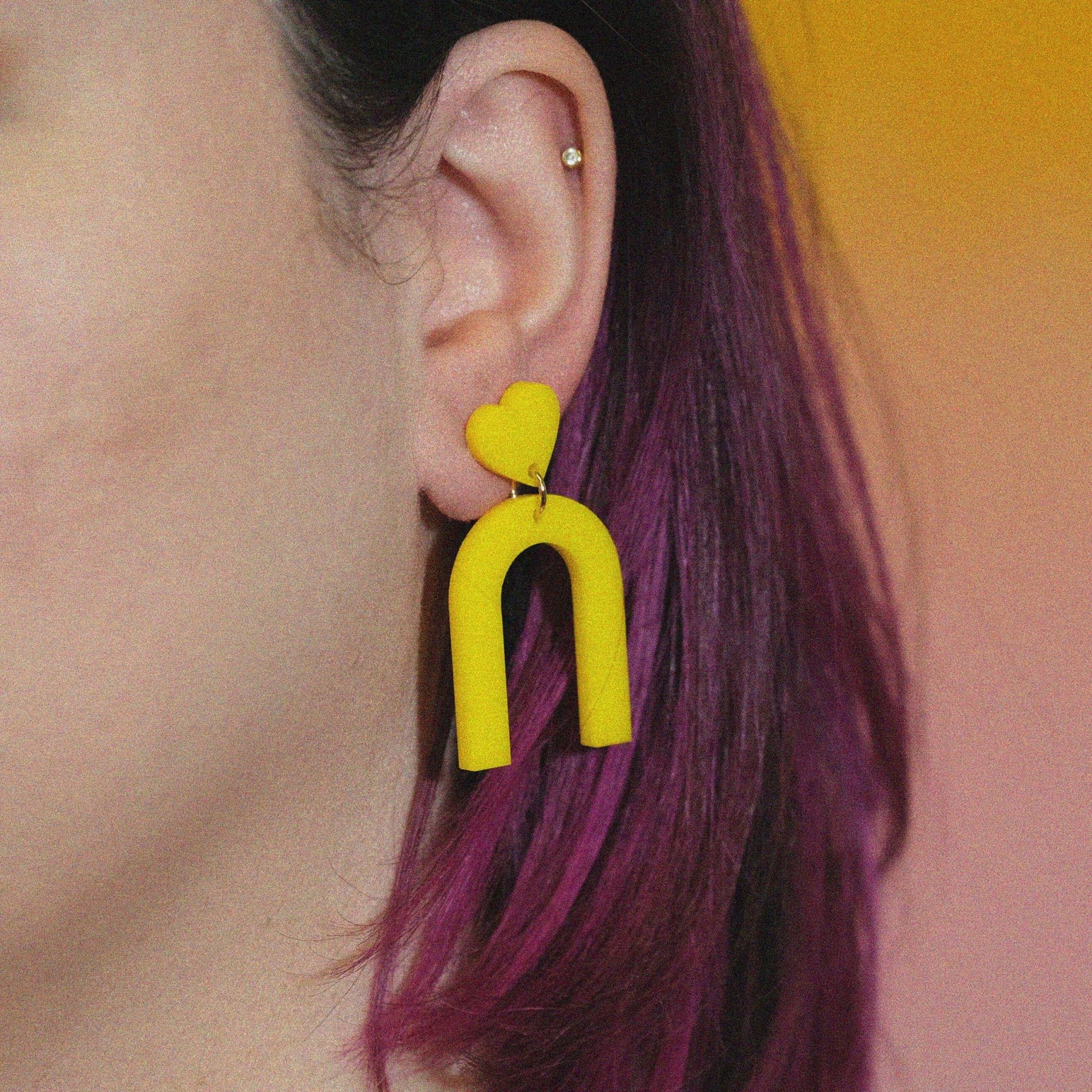 Heart Drop Arch Earrings in Marigold - Sleepy Mountain