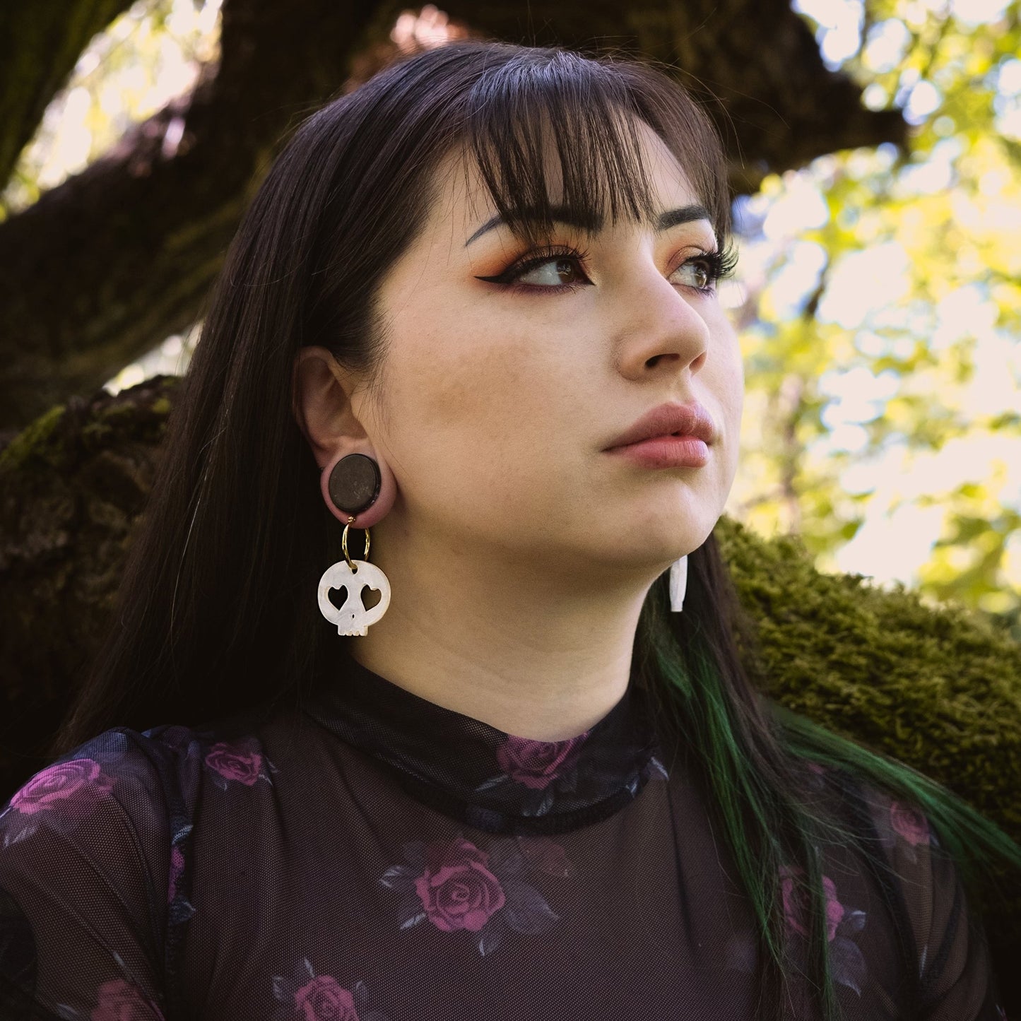 Heart Eye Skull Hoop Earrings - Sleepy Mountain