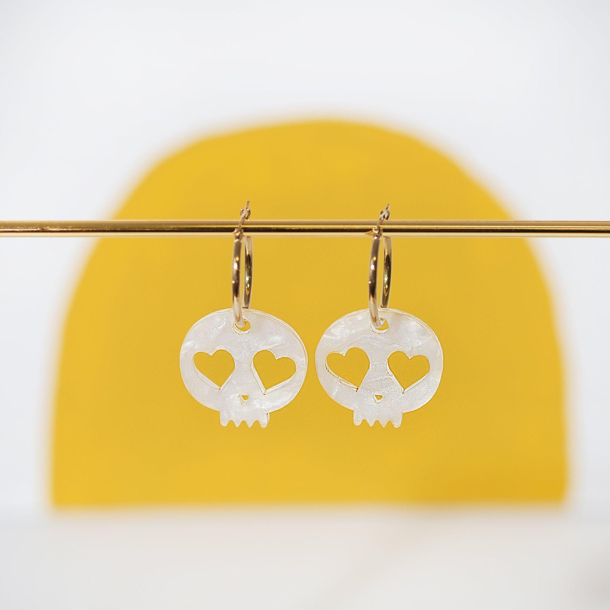 Heart Eye Skull Hoop Earrings - Sleepy Mountain