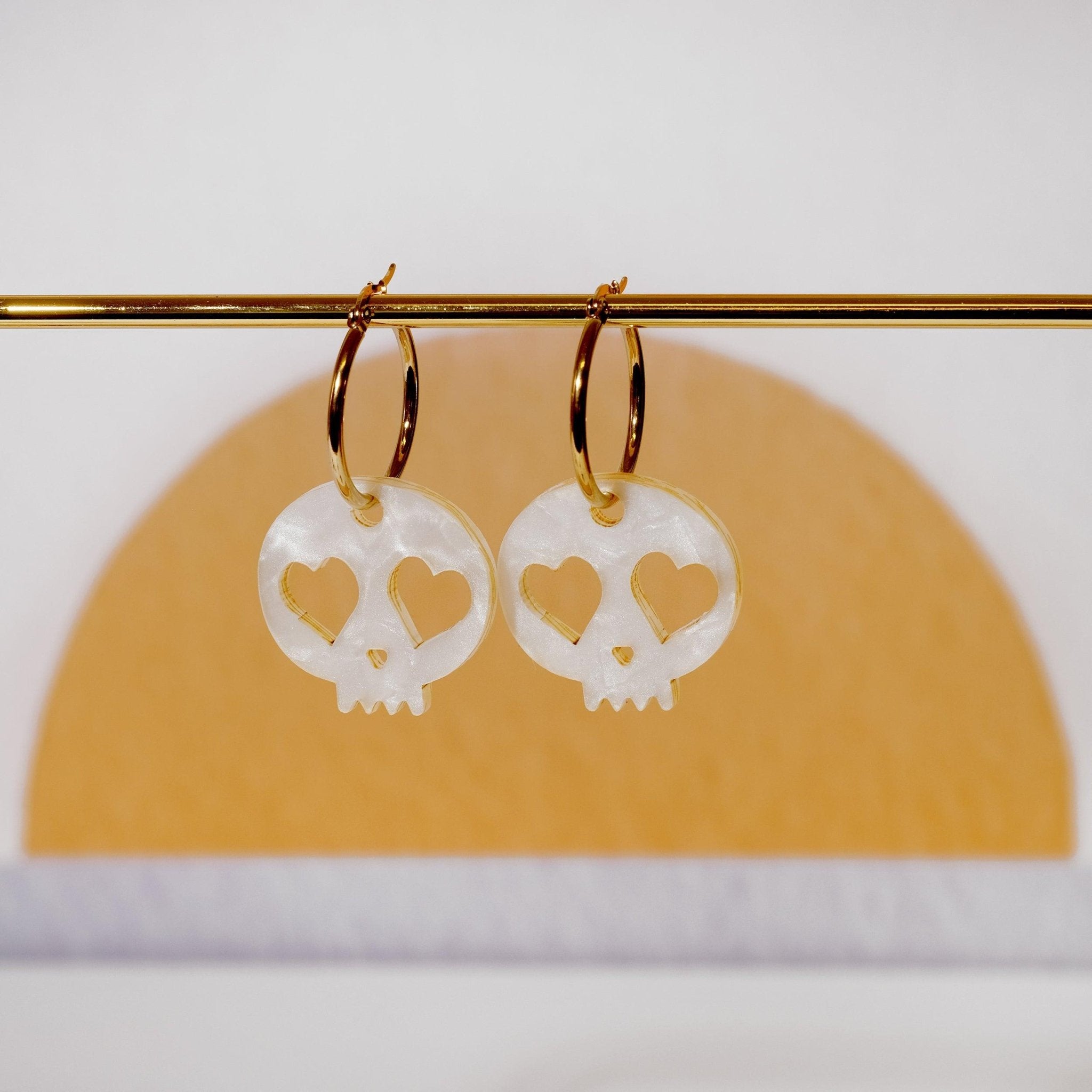 Heart Eye Skull Hoop Earrings - Sleepy Mountain