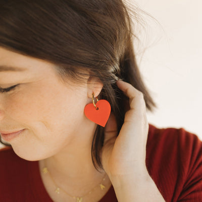 Heart Hoop Earrings in Matte Red - Sleepy Mountain