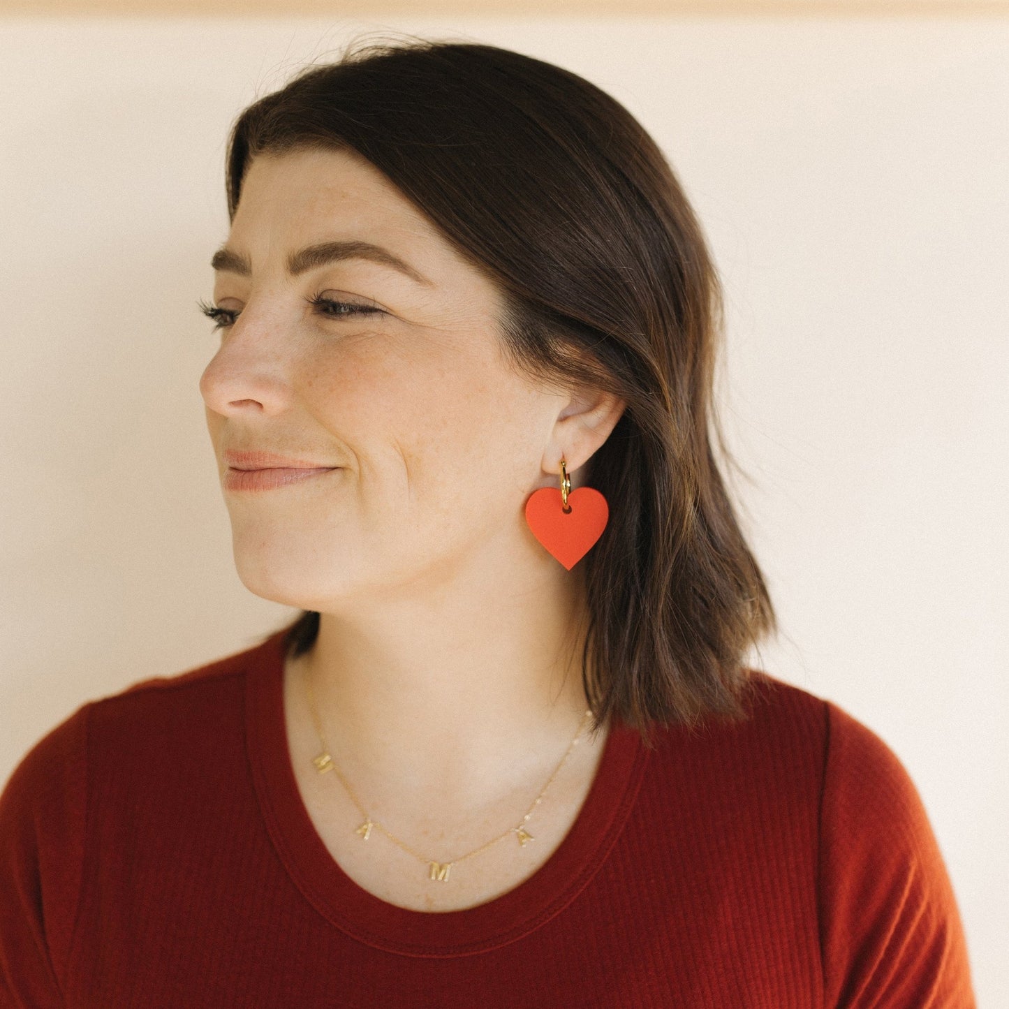 Heart Hoop Earrings in Matte Red - Sleepy Mountain