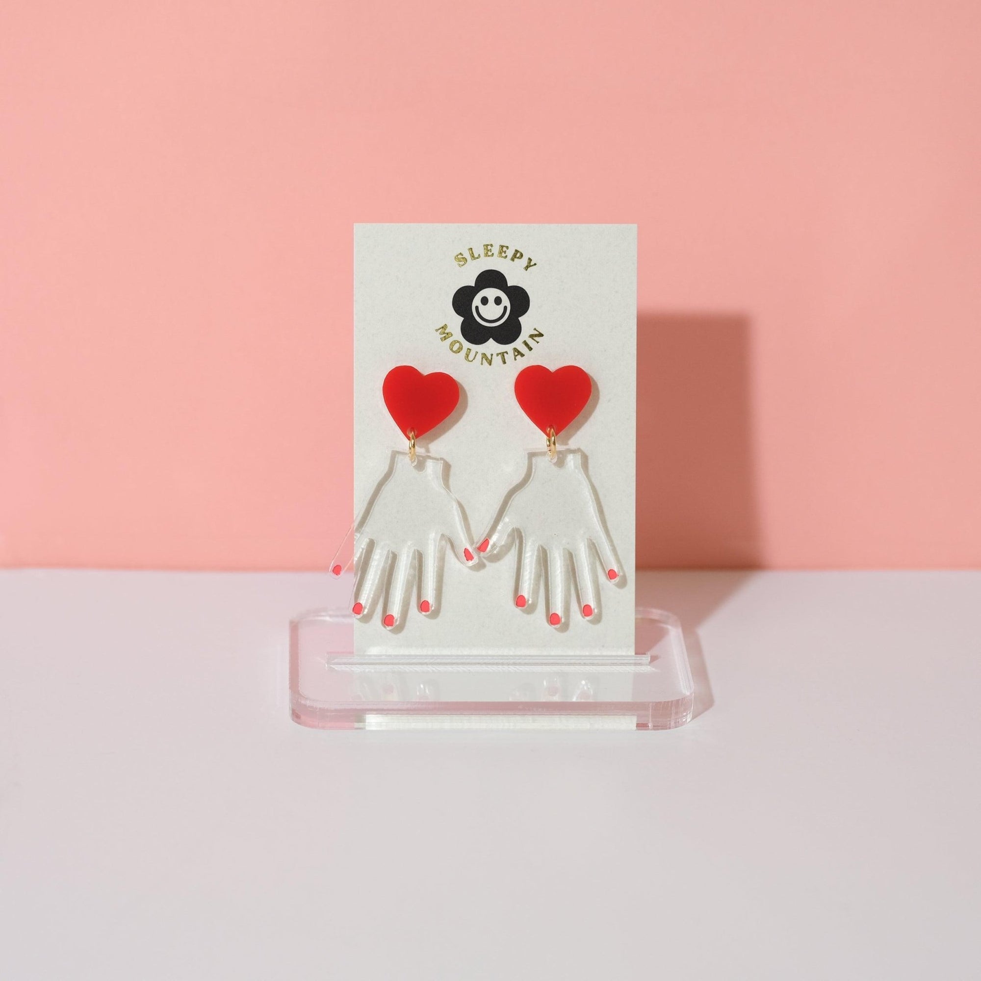 Heart in hand Dangle Earrings - Sleepy Mountain