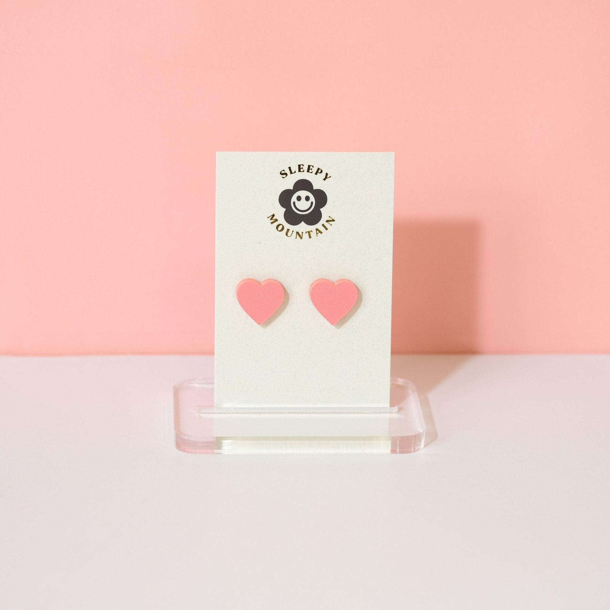 Heart Stud Earrings - Candy Pink - Sleepy Mountain