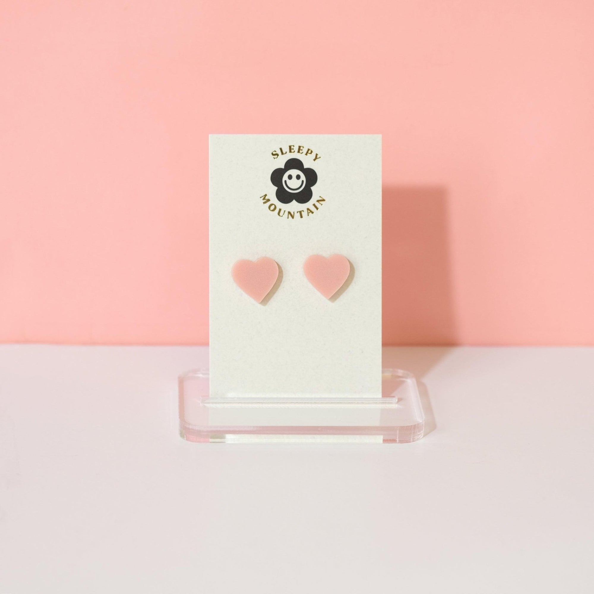 Heart Stud Earrings - Dusty pink - Sleepy Mountain