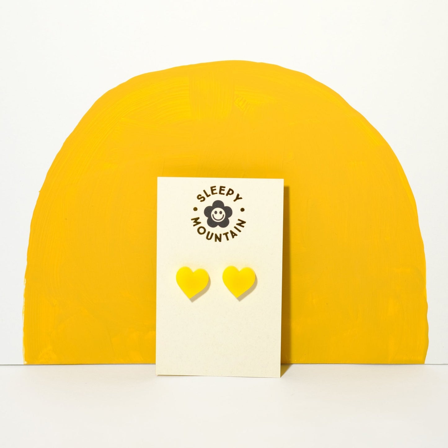 Heart stud earrings in sunshine yellow - Sleepy Mountain