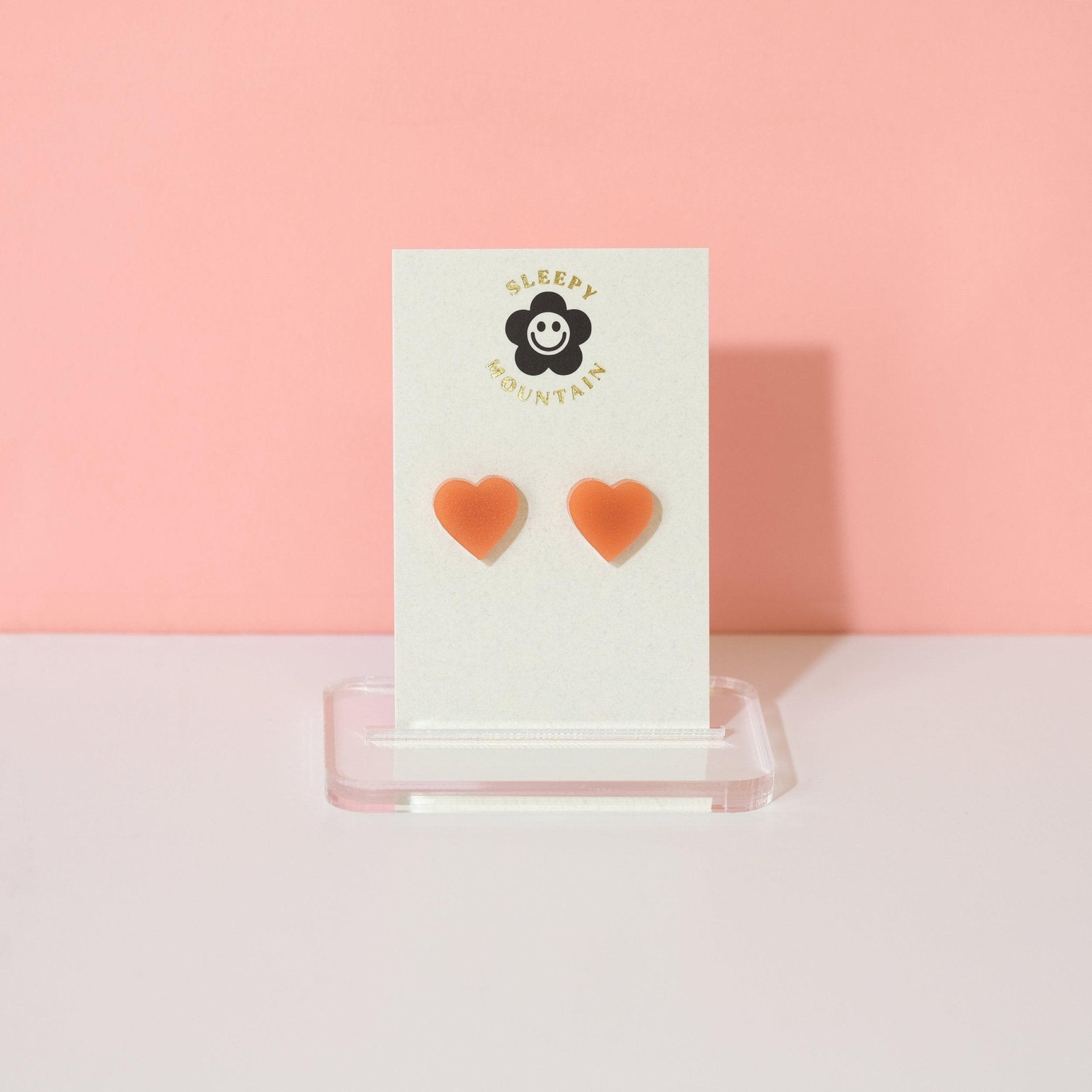 Heart Stud Earrings - Terracotta - Sleepy Mountain