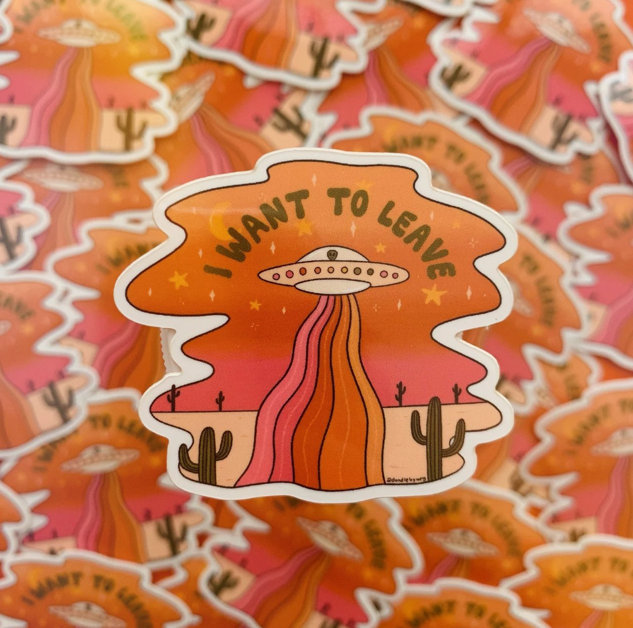 I want to leave sticker - Doodle by Meg - Sleepy Mountain