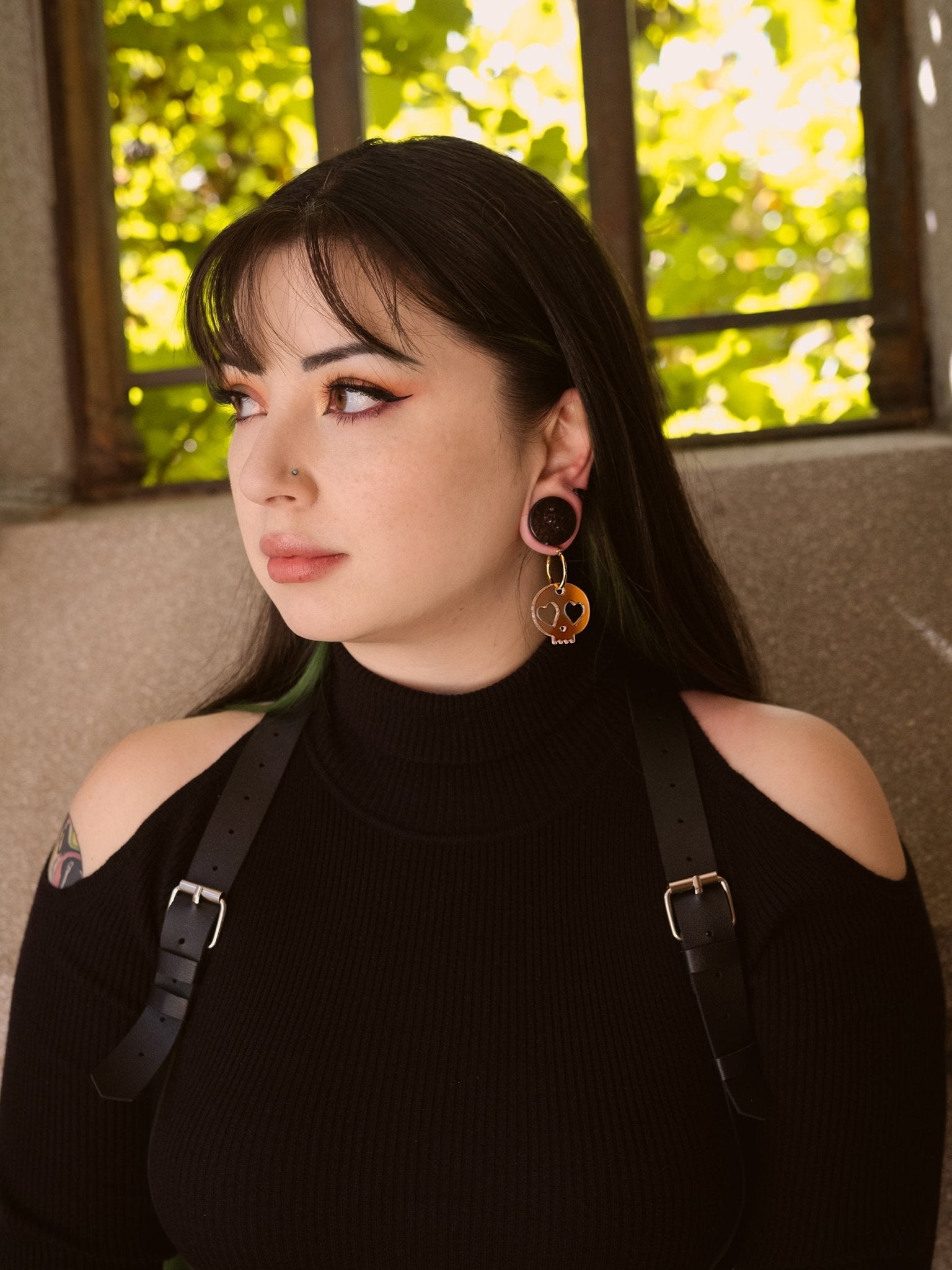 Iridescent Skull Hoop Earrings - Sleepy Mountain