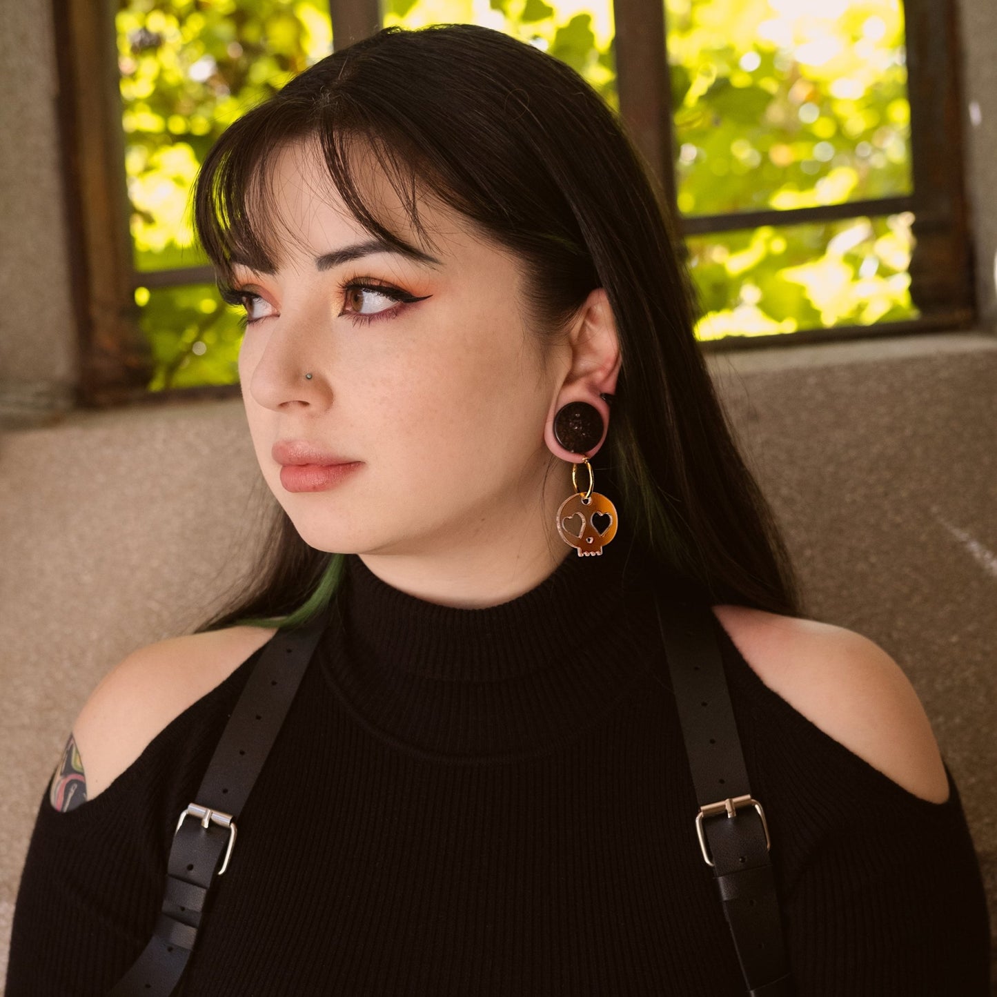 Iridescent Skull Hoop Earrings - Sleepy Mountain