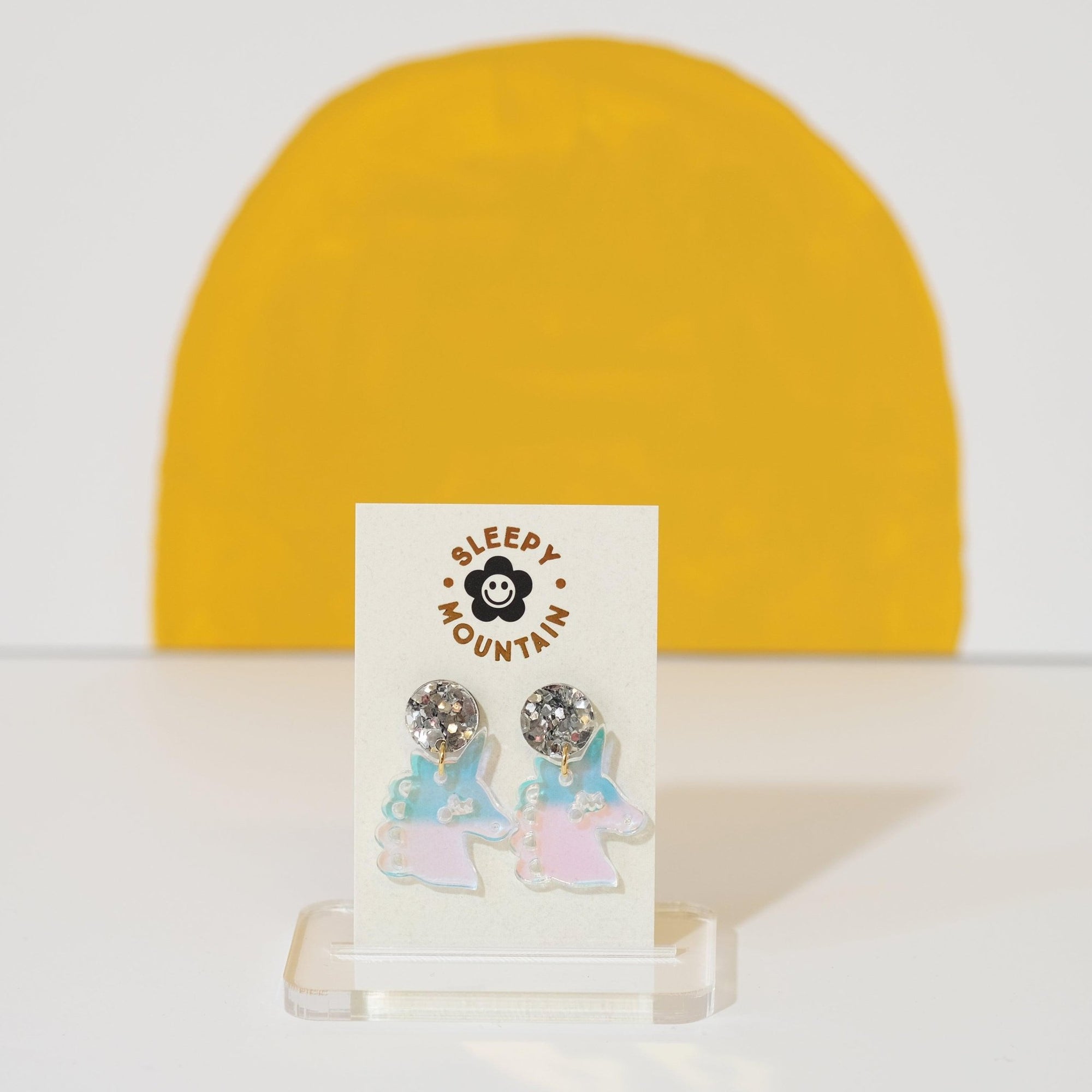 Iridescent Unicorn Dangle Earrings - Sleepy Mountain