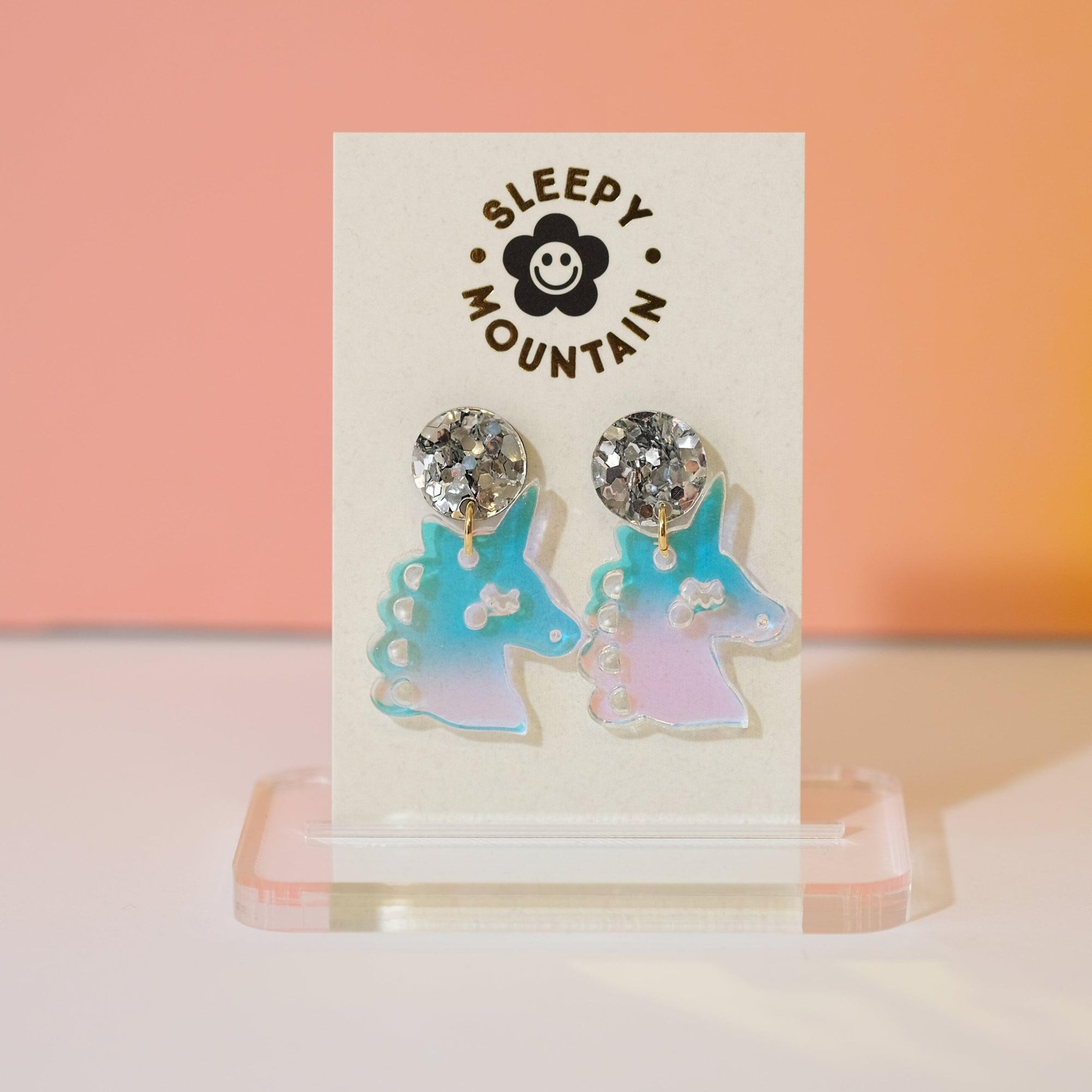 Iridescent Unicorn Dangle Earrings - Sleepy Mountain