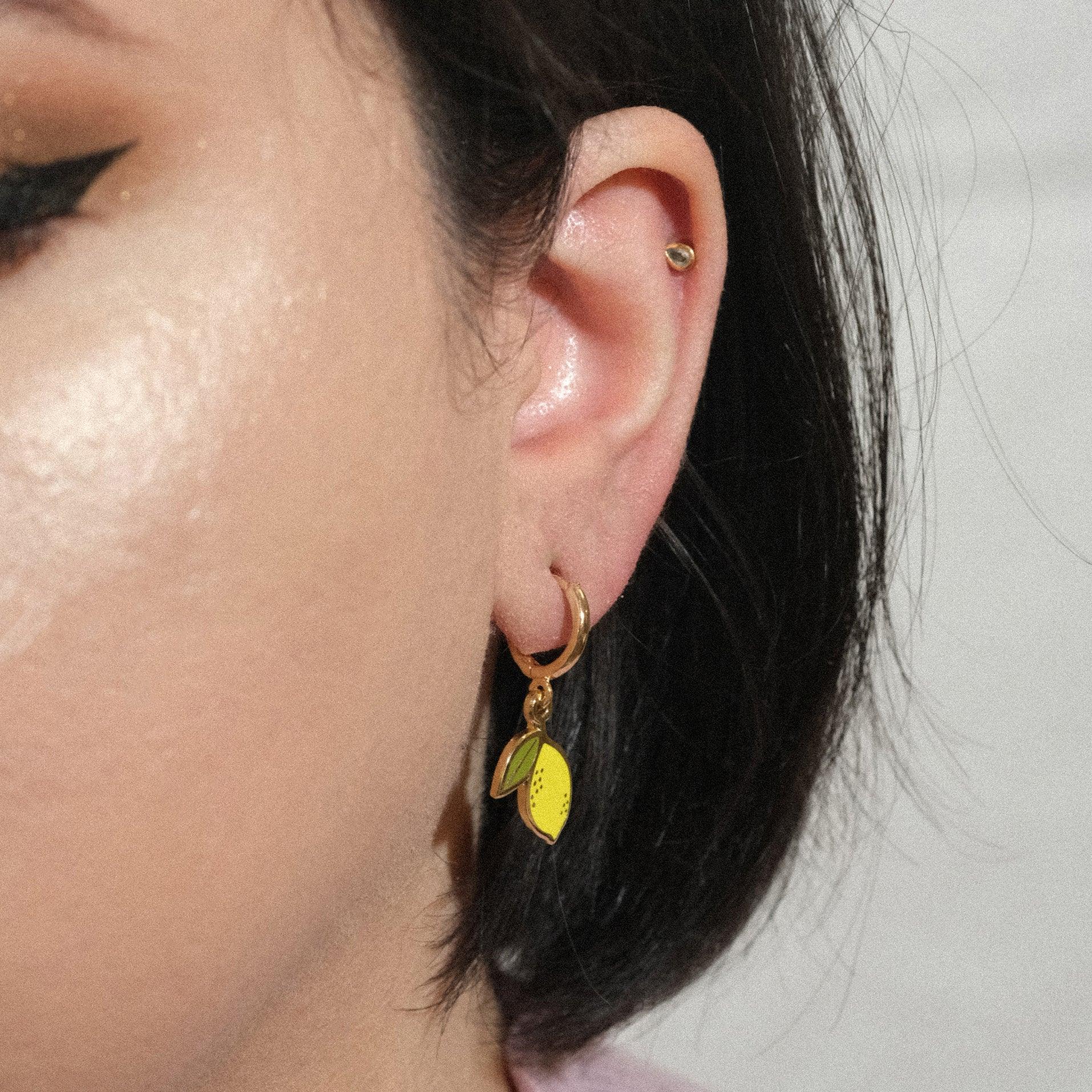 Lemon Huggie Hoop Earrings - Sleepy Mountain
