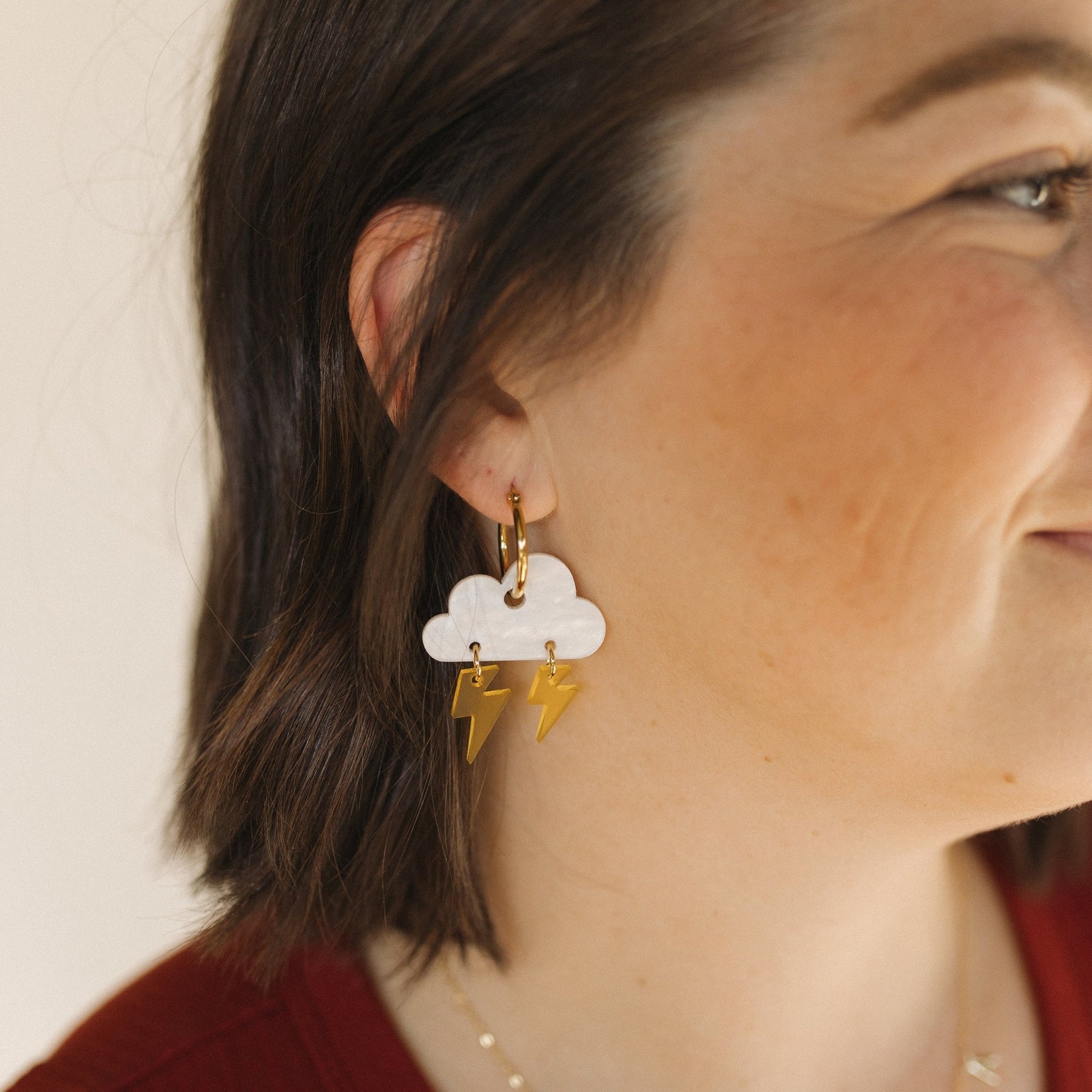 Lightning Thunder Cloud Hoop Earrings - Sleepy Mountain