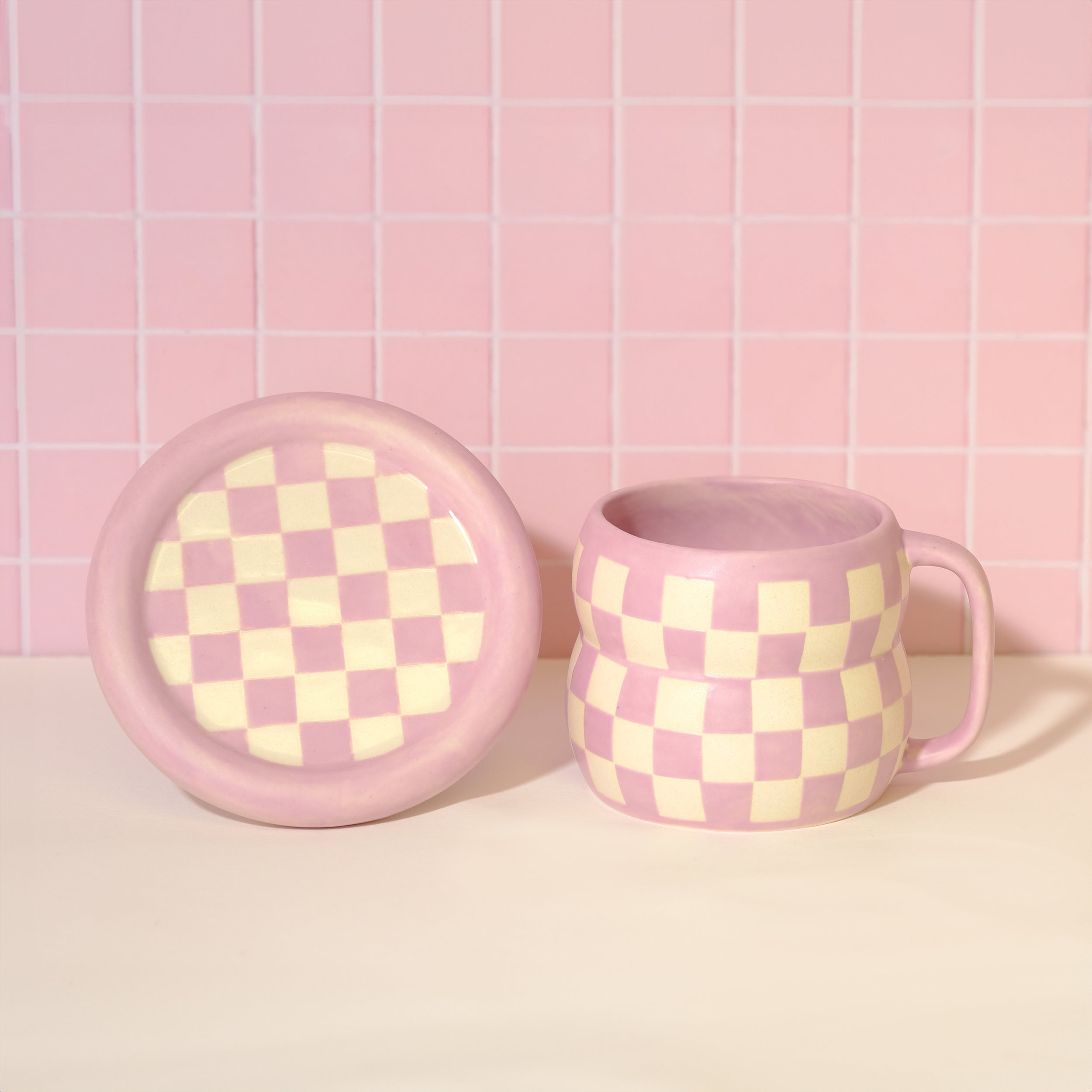 Lilac checkered coaster - Sleepy Mountain