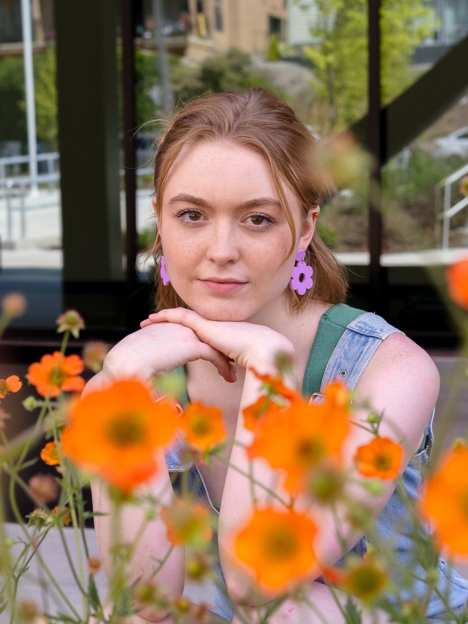 Lilac Daisy Dangle Earrings - Sleepy Mountain