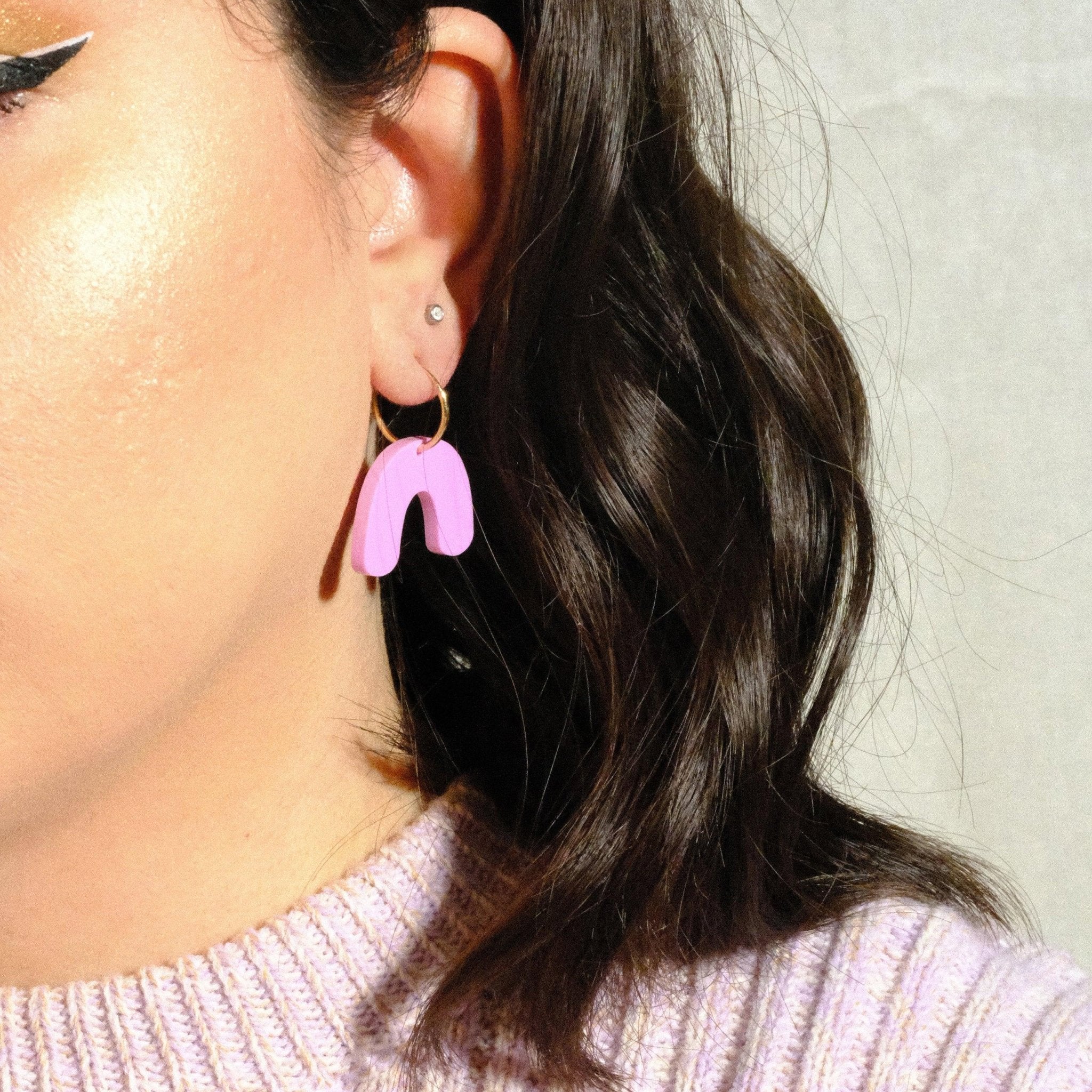 Lilac Mini Arch Hoop Earrings - Sleepy Mountain
