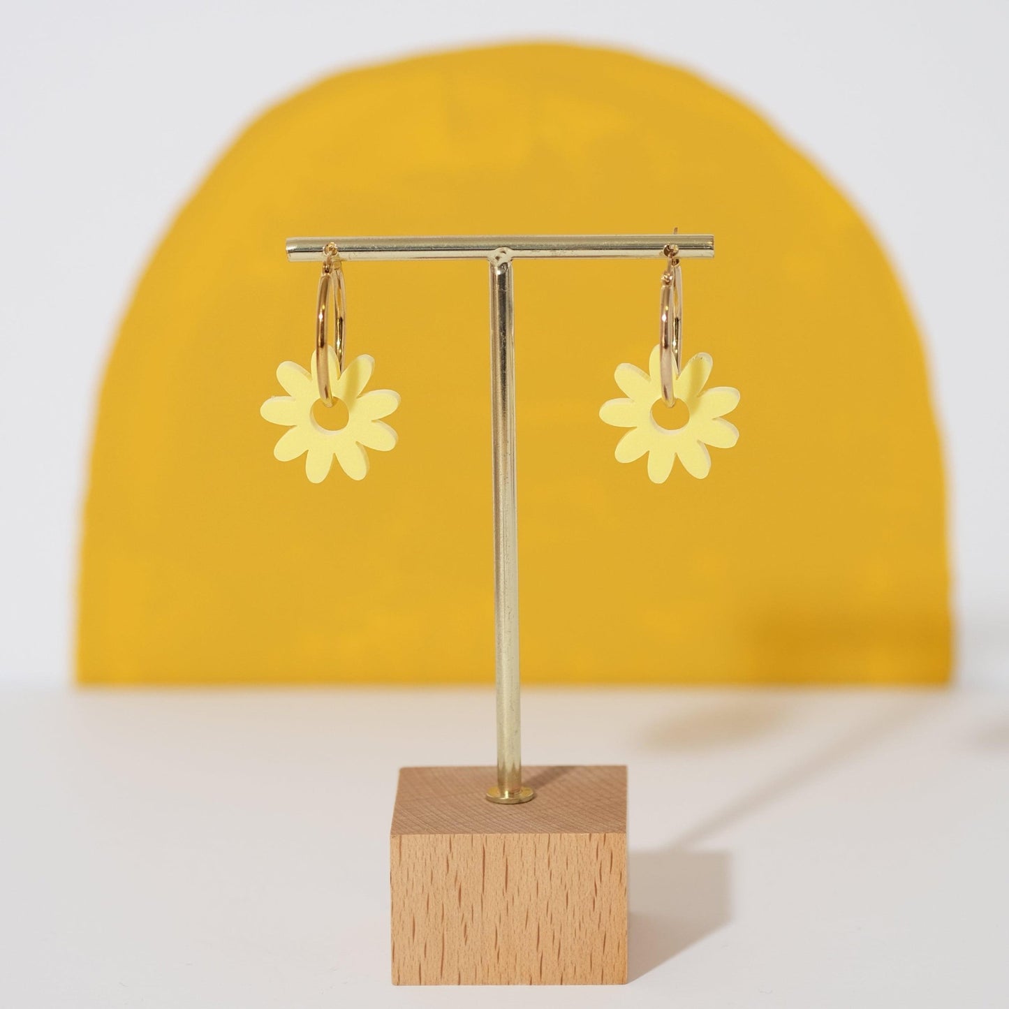 Marguerite Daisy Hoop Earrings in Buttercup Yellow - Sleepy Mountain