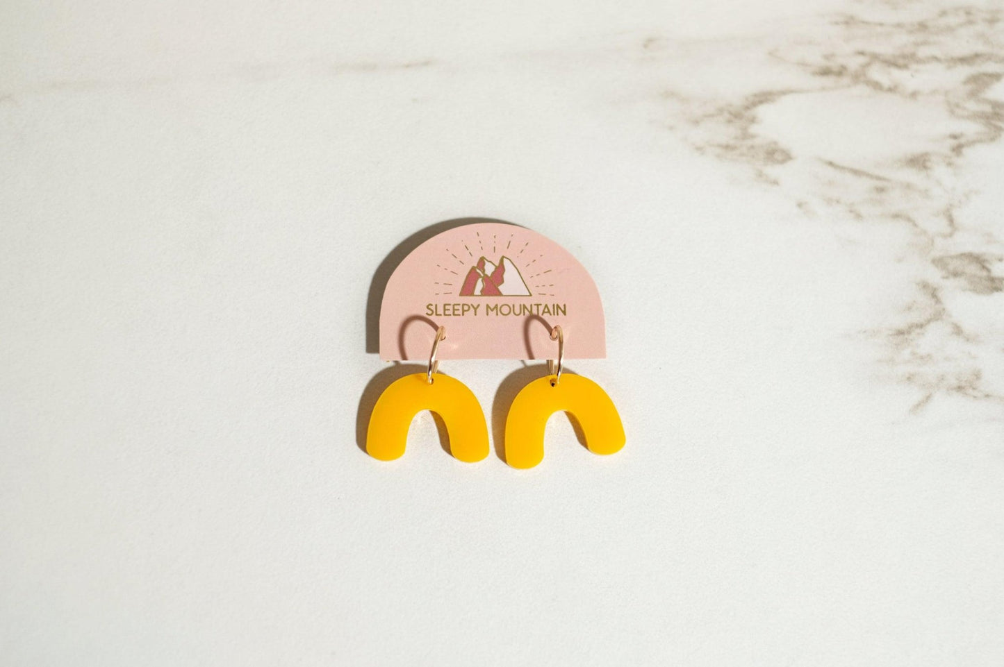 Mini Arch Hoop Earrings - Amber Yellow - Sleepy Mountain