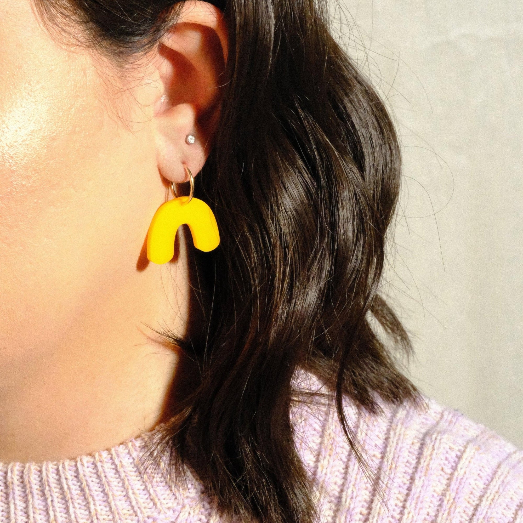 Mini Arch Hoop Earrings - Amber Yellow - Sleepy Mountain