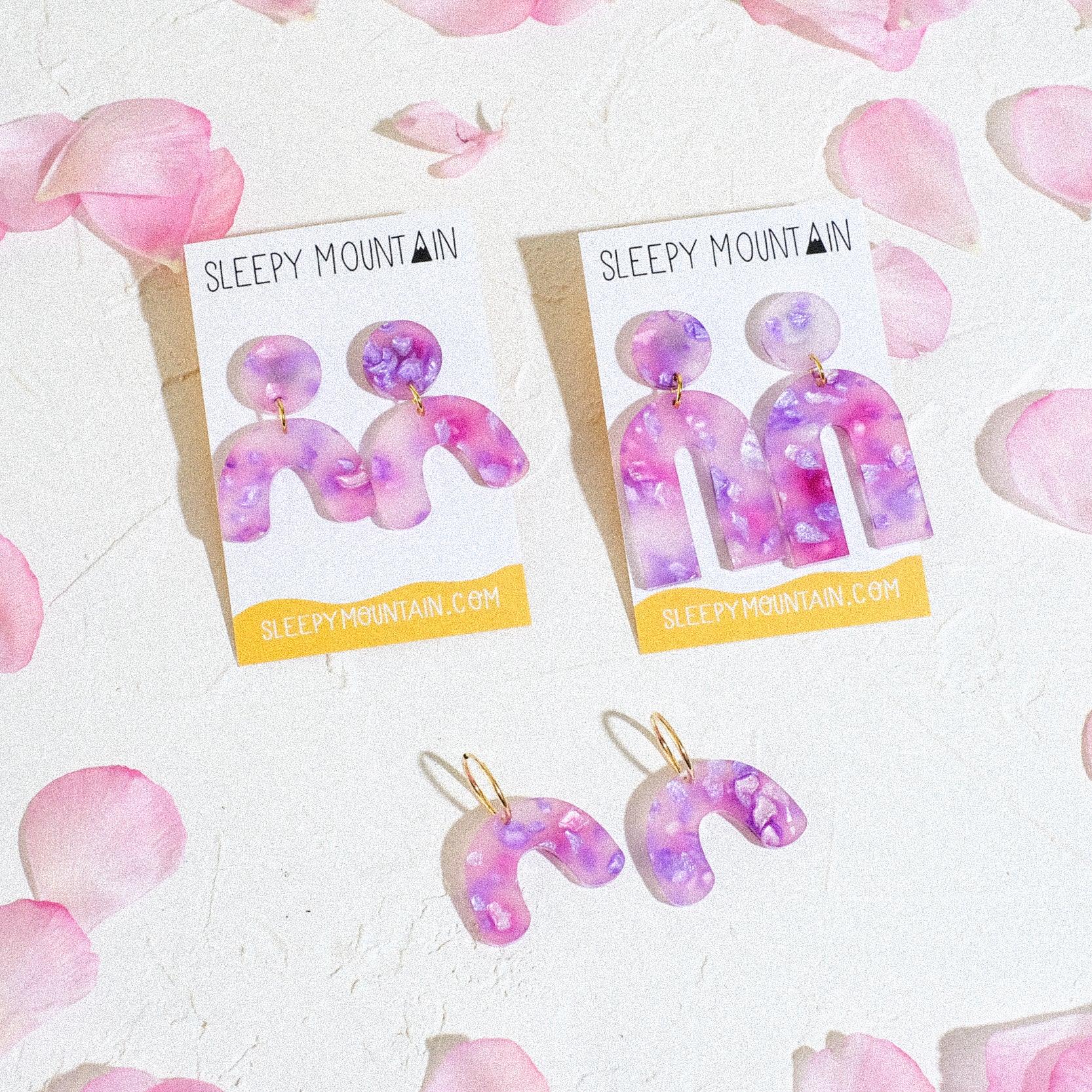 Mini Arch Hoop Earrings - Purple Haze - Sleepy Mountain