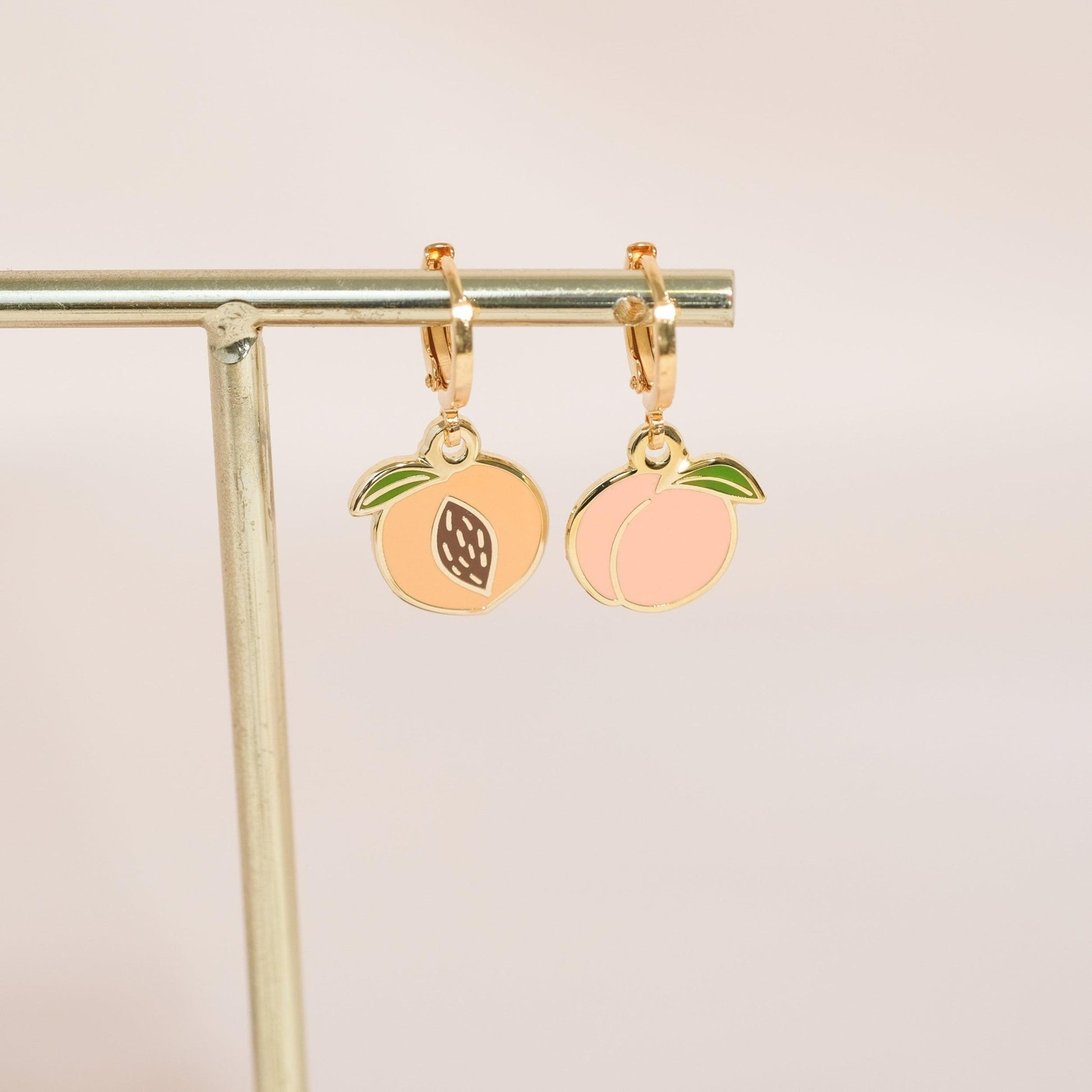 Mis-matched Peach Huggie Hoop Earrings - Sleepy Mountain