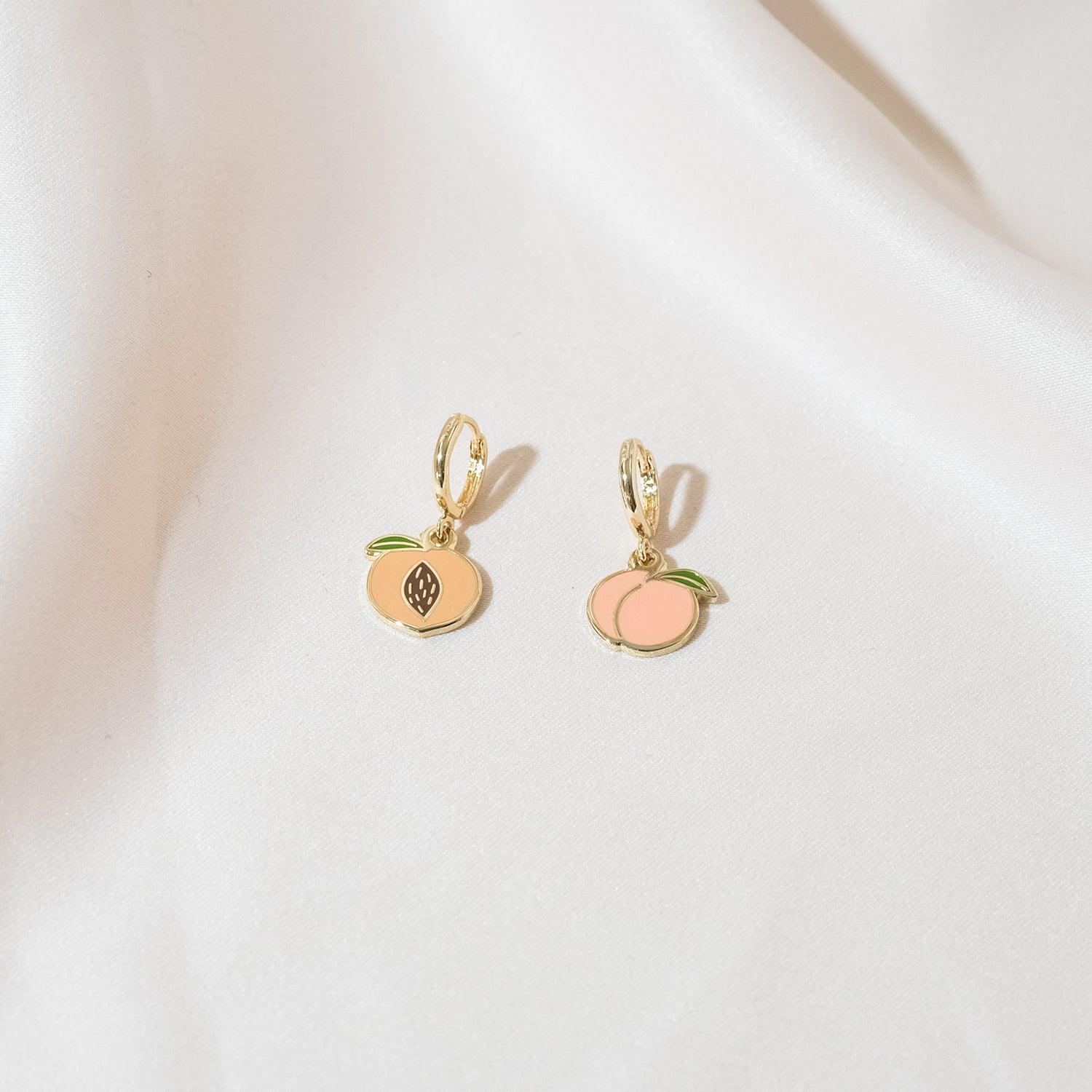 Mis-matched Peach Huggie Hoop Earrings - Sleepy Mountain