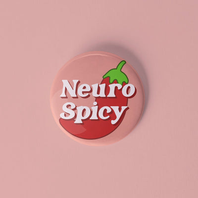 Neuro Spicy pinback button - Sleepy Mountain