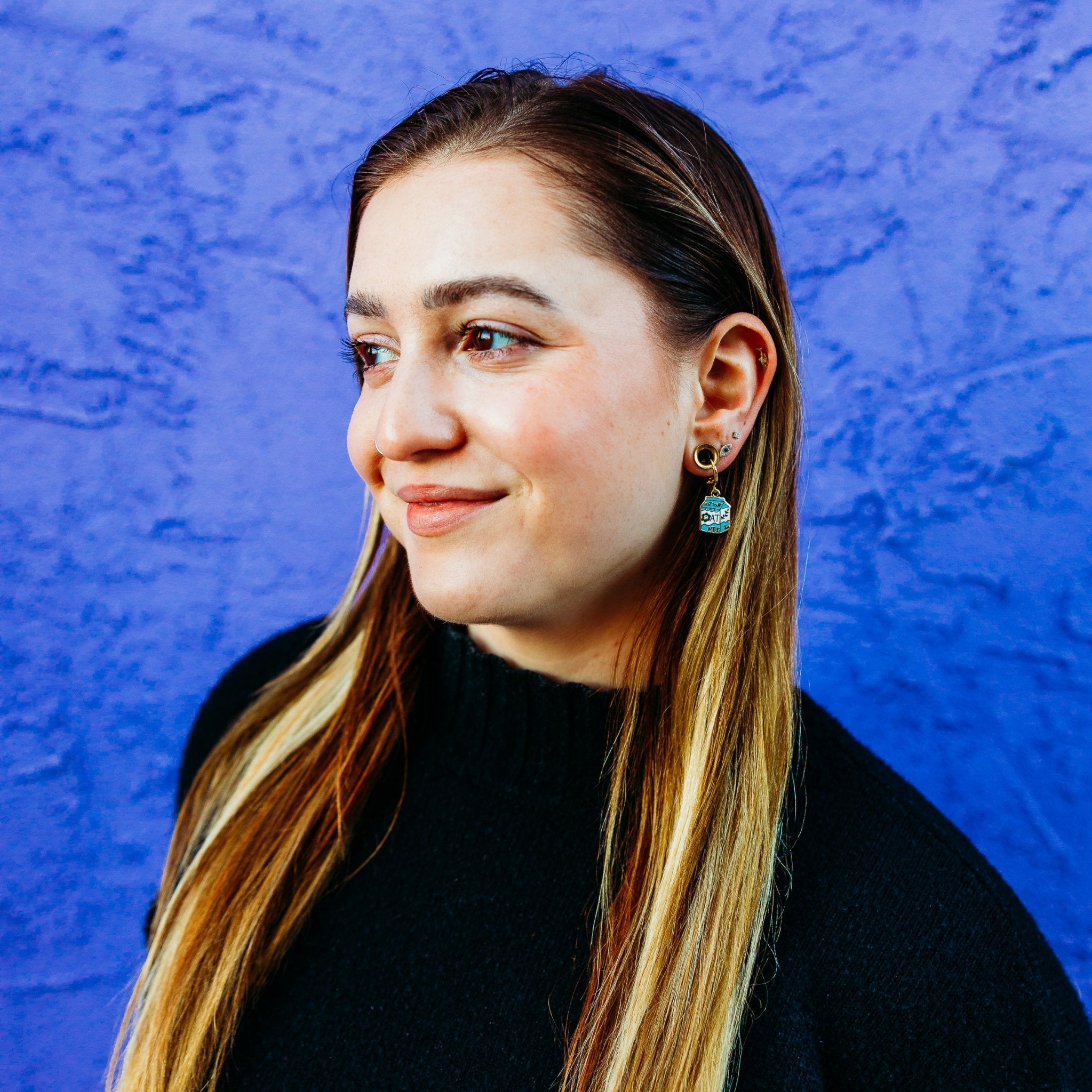 Oat Milk Carton Huggie Hoop Earrings - Sleepy Mountain