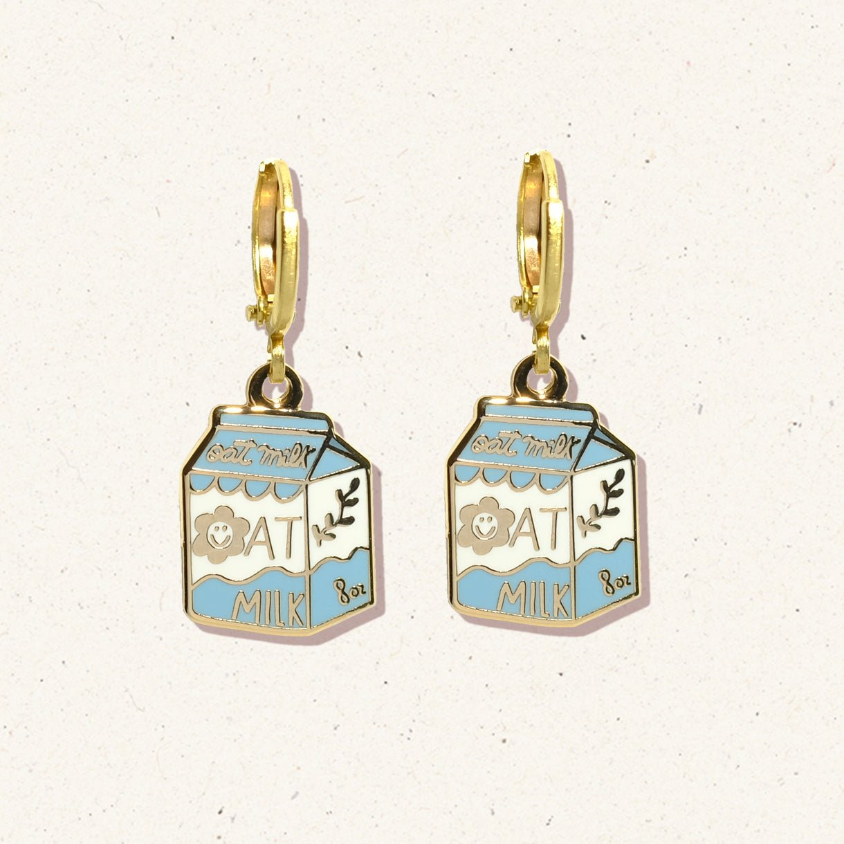 Oat Milk Carton Huggie Hoop Earrings - Sleepy Mountain