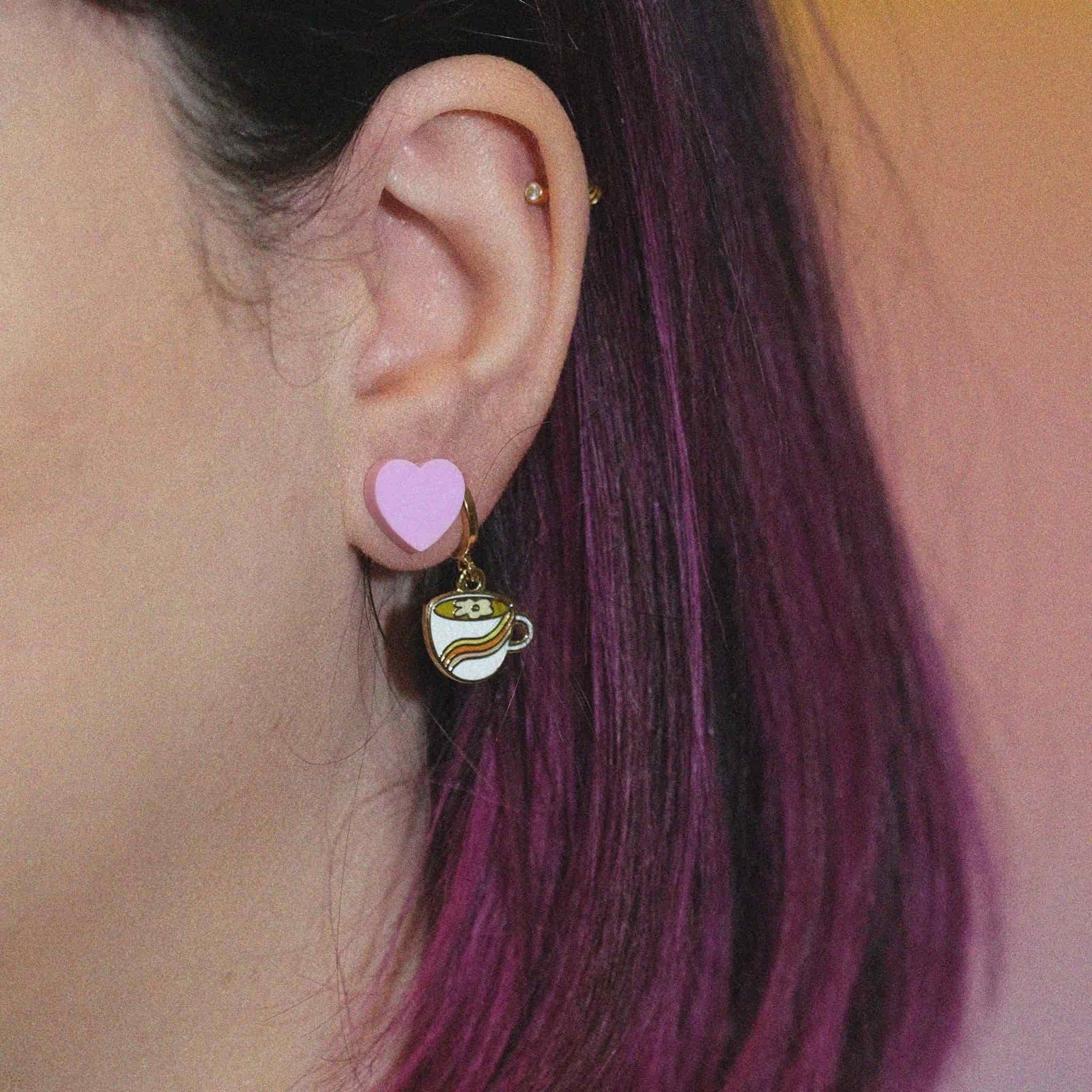 Oat milk Latte Huggie Hoop Earrings - Sleepy Mountain
