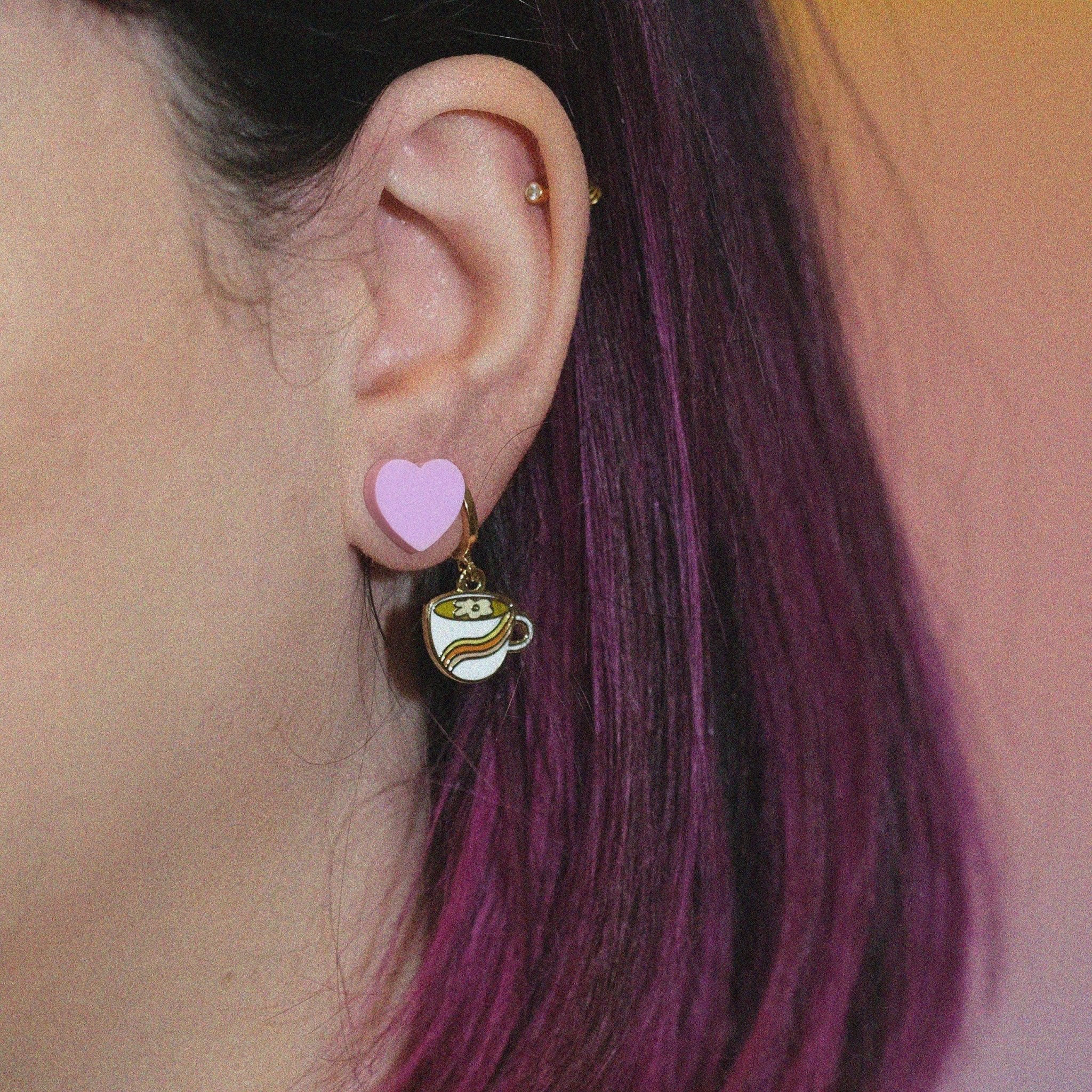 Oat milk Latte Huggie Hoop Earrings - Sleepy Mountain
