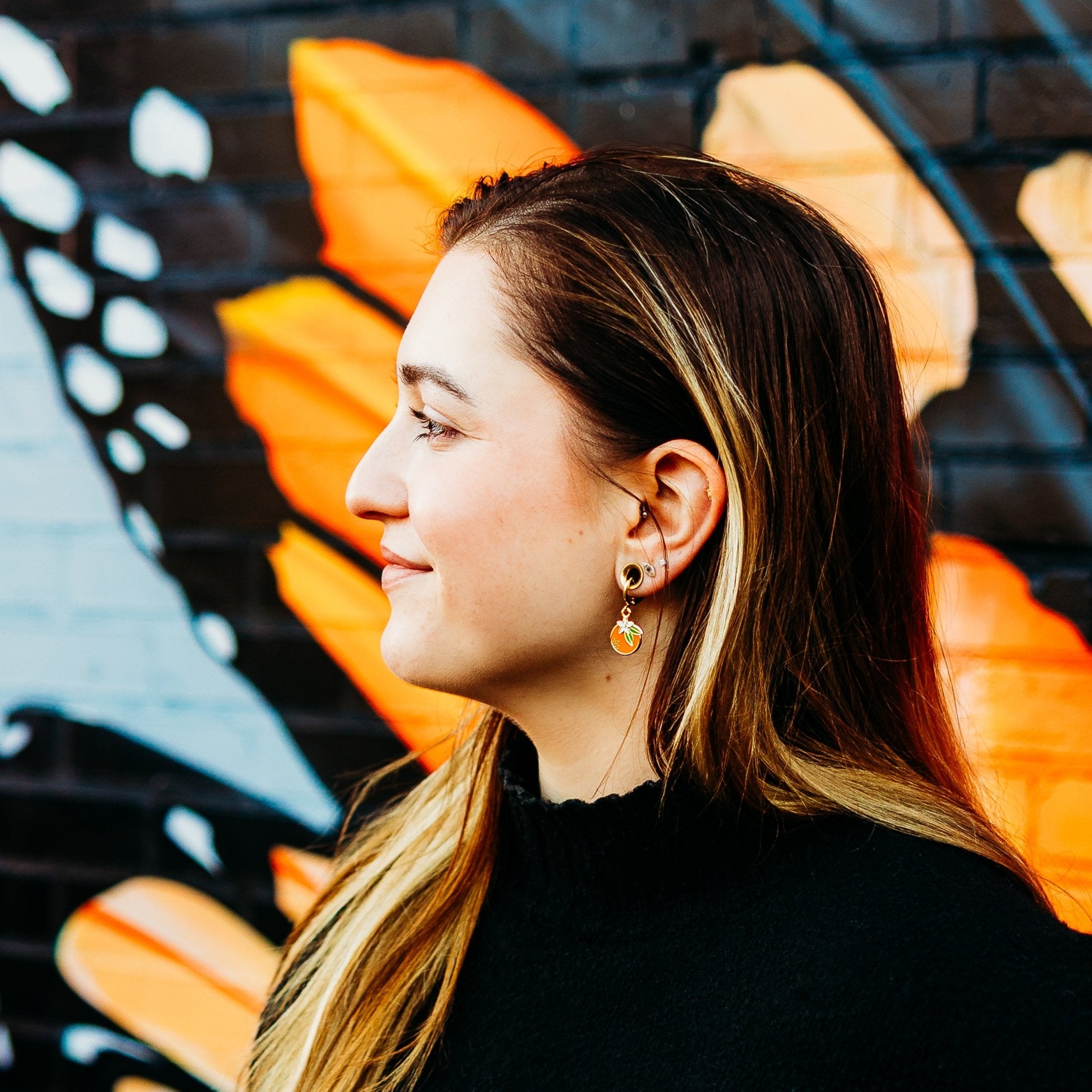 Orange Blossom Huggie Hoop Earrings - Sleepy Mountain