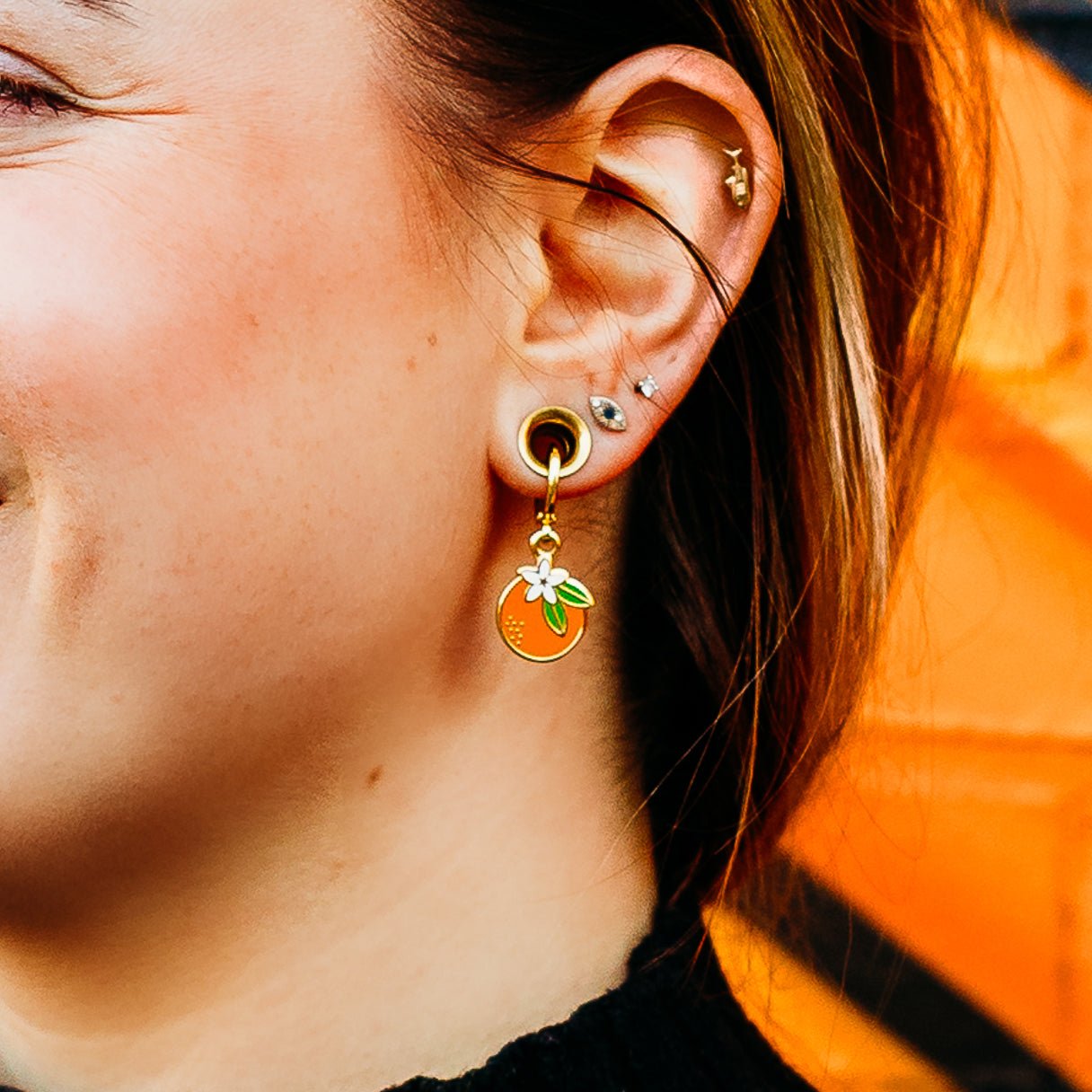 Orange Blossom Huggie Hoop Earrings - Sleepy Mountain