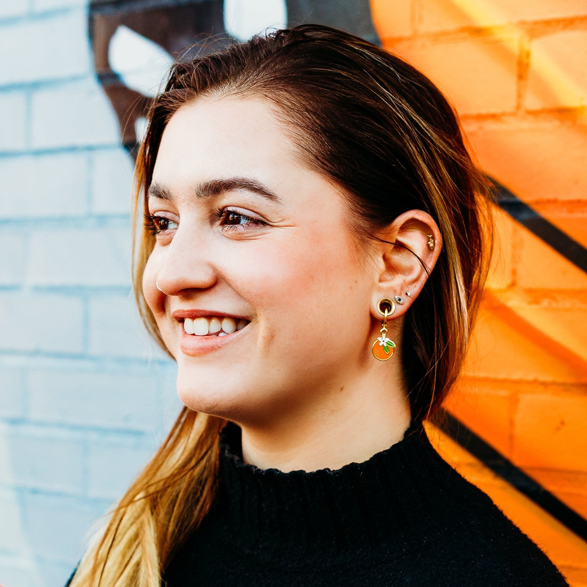 Orange Blossom Huggie Hoop Earrings - Sleepy Mountain